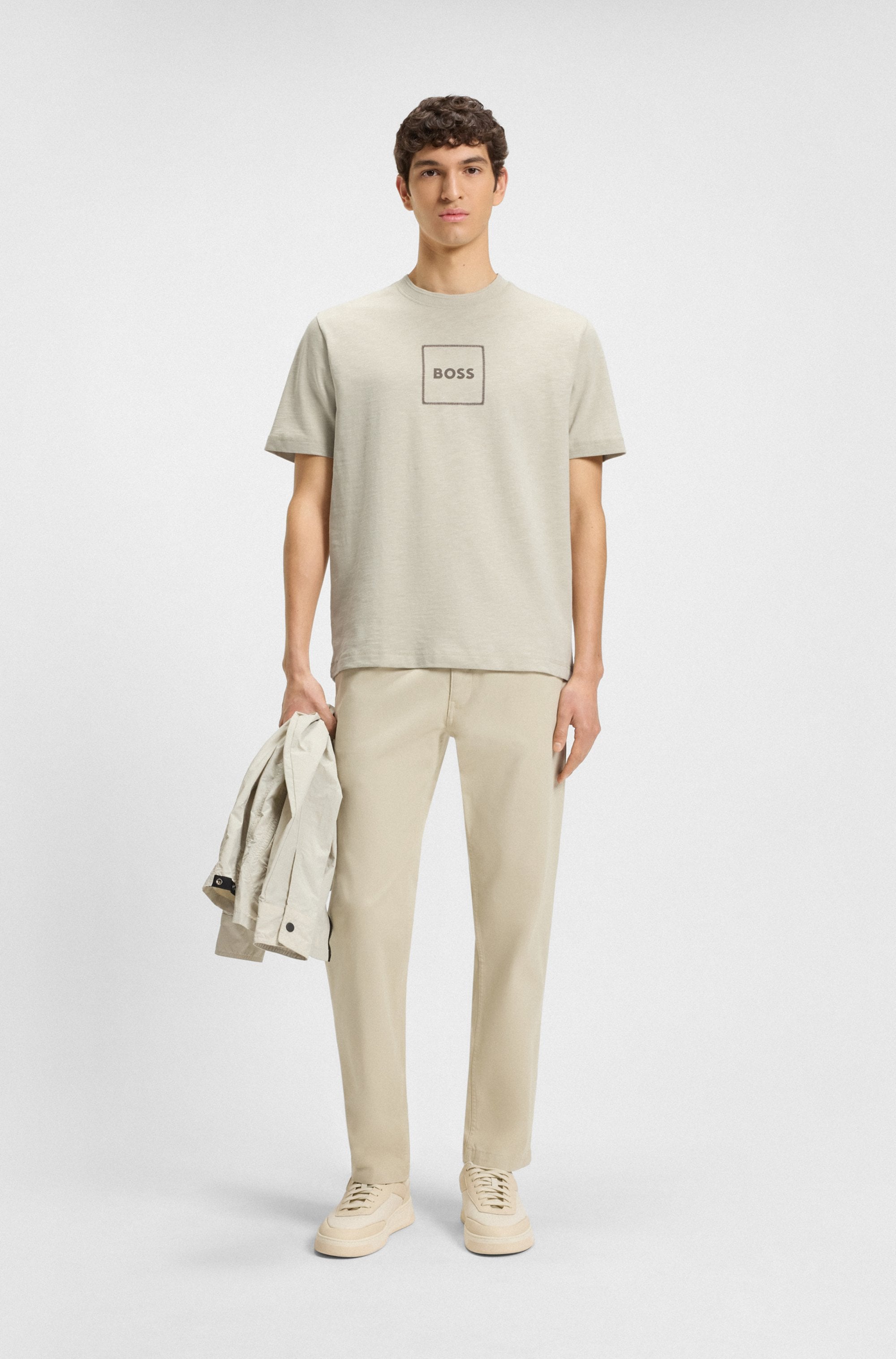 BOSS ORANGE T-Shirt »Te linenlogo«, mit BOSS Schriftzug