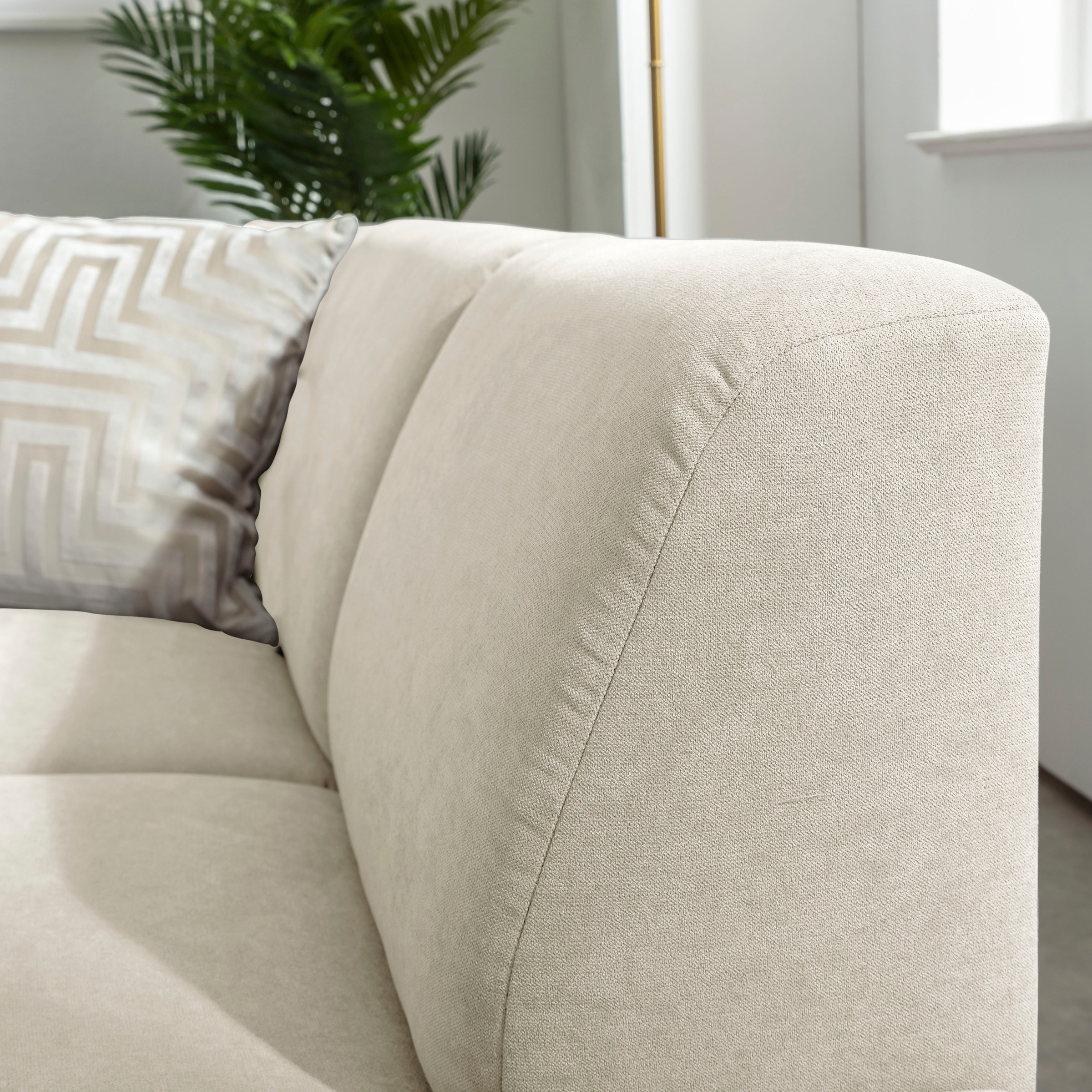 Max Winzer® Ecksofa »Blackpool modern, mittlere Sitzhärte mit hochwertiger Schaumpolsterung«, Lounge-Charakter durch niedrigen, leicht gewölbten Rücken