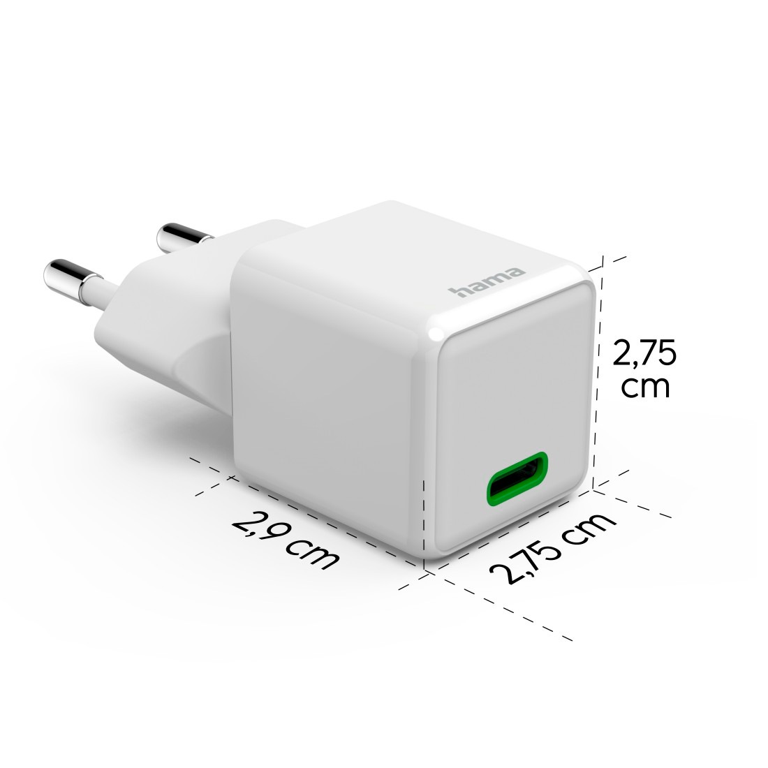 Hama Schnelllade-Gerät »Schnellladegerät (USB-C, PD/QC, extraklein 2,9 x 2,75 x 2,75 cm, 20 W)«, (1 St.)