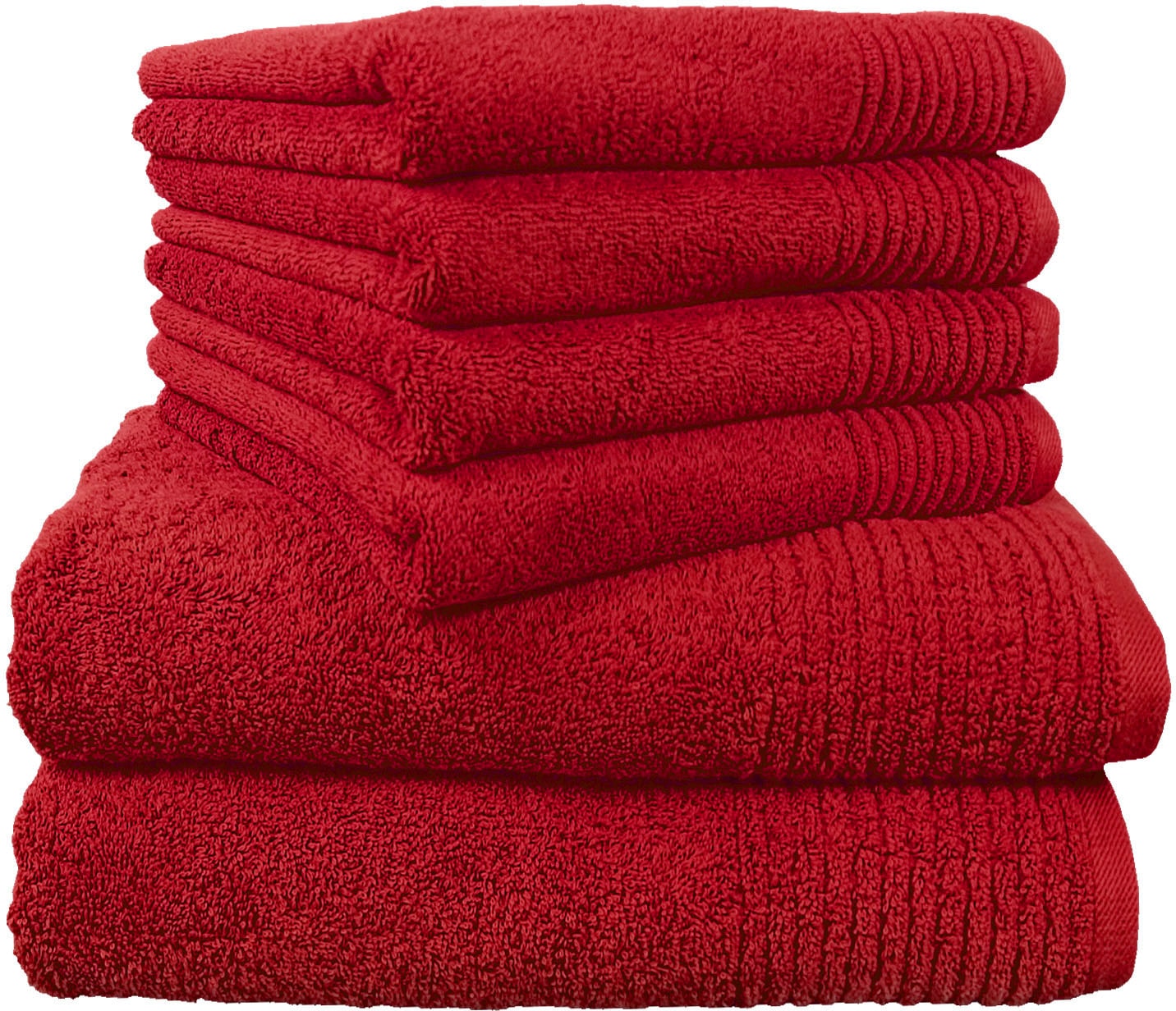 Dyckhoff Handtuch Set »Brillant«, Set, 6 tlg., Walkfrottee, mit Streifenbordüre;4 Handtücher (50x100cm), 2 Duschtücher (70x140cm)