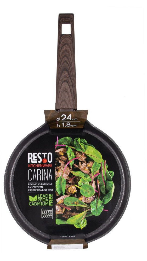 RESTO Kitchenware Crêpepfanne »Carina, Pfannkuchenpfanne mit holzähnlichem Soft-Touch-Griff«, Aluminium, (1 tlg.), mit Marmor-Antihaftbeschichtung, 4-lagig, für alle Herdarten geeignet