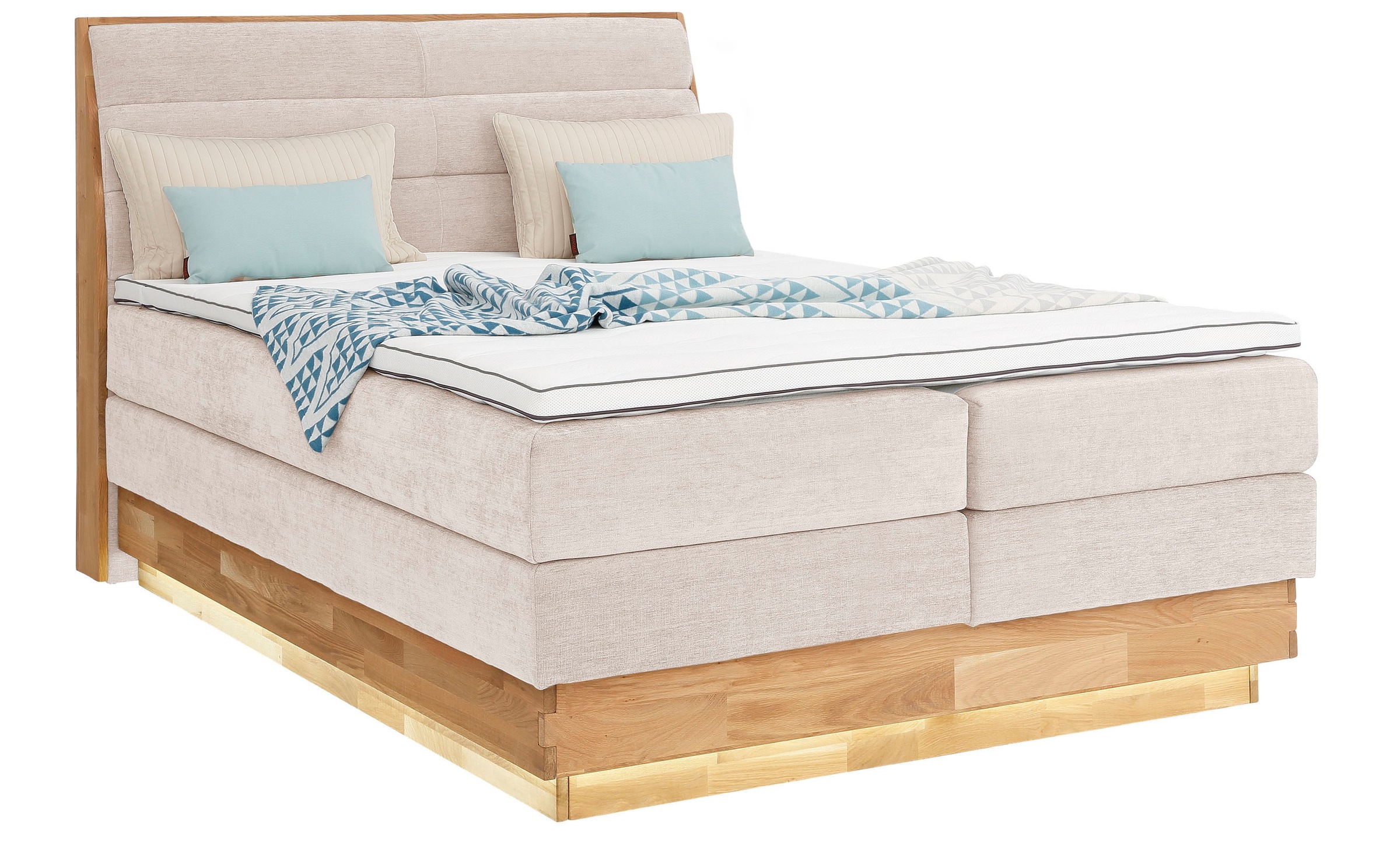 OTTO home Boxspringbett »JENNA in verschiedenen Farben und Breiten erhältlich« LED-Beleuchtung, mit zertifizierten, recycelten Bezugsstoffen