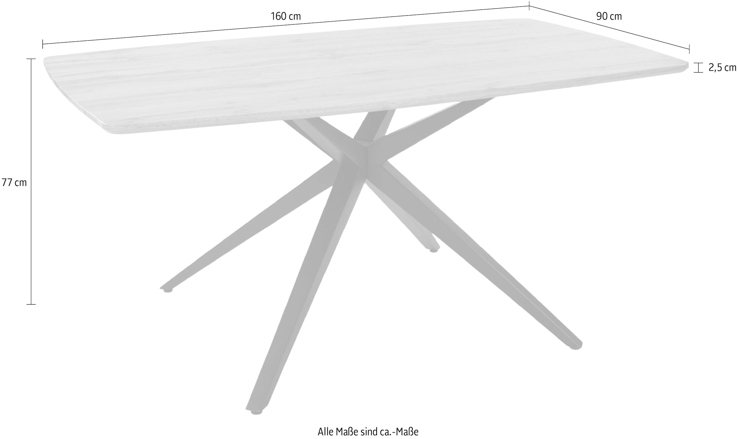 Duo Collection Esstisch »Tisch Emira«, (1 St.), massives X-Metallgestell, Wildeichen Optik