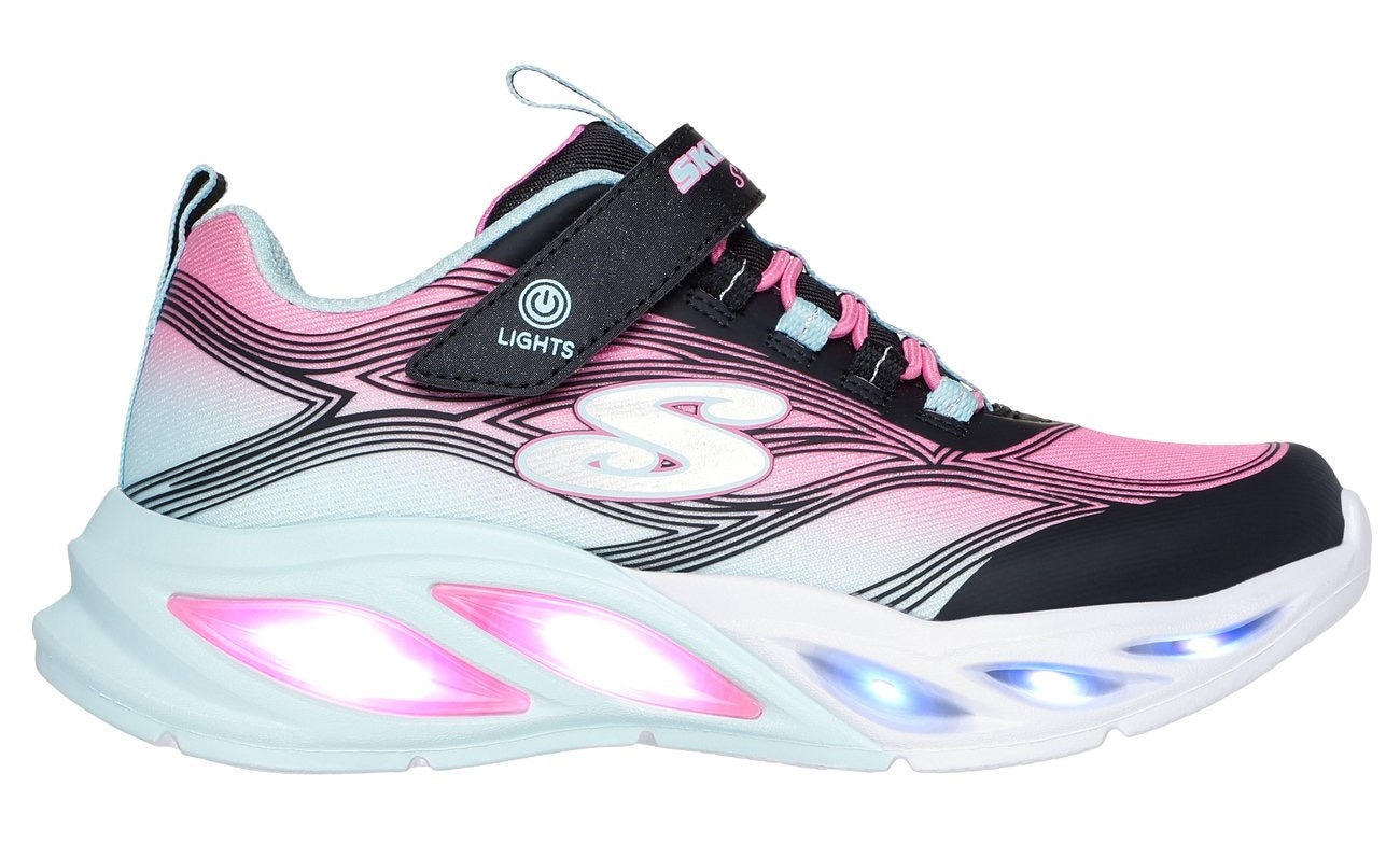 Skechers Sneaker »COSMIC GLOW LIGHTS«, Klettschuh mit Glitzer, Größenschablone zum Download
