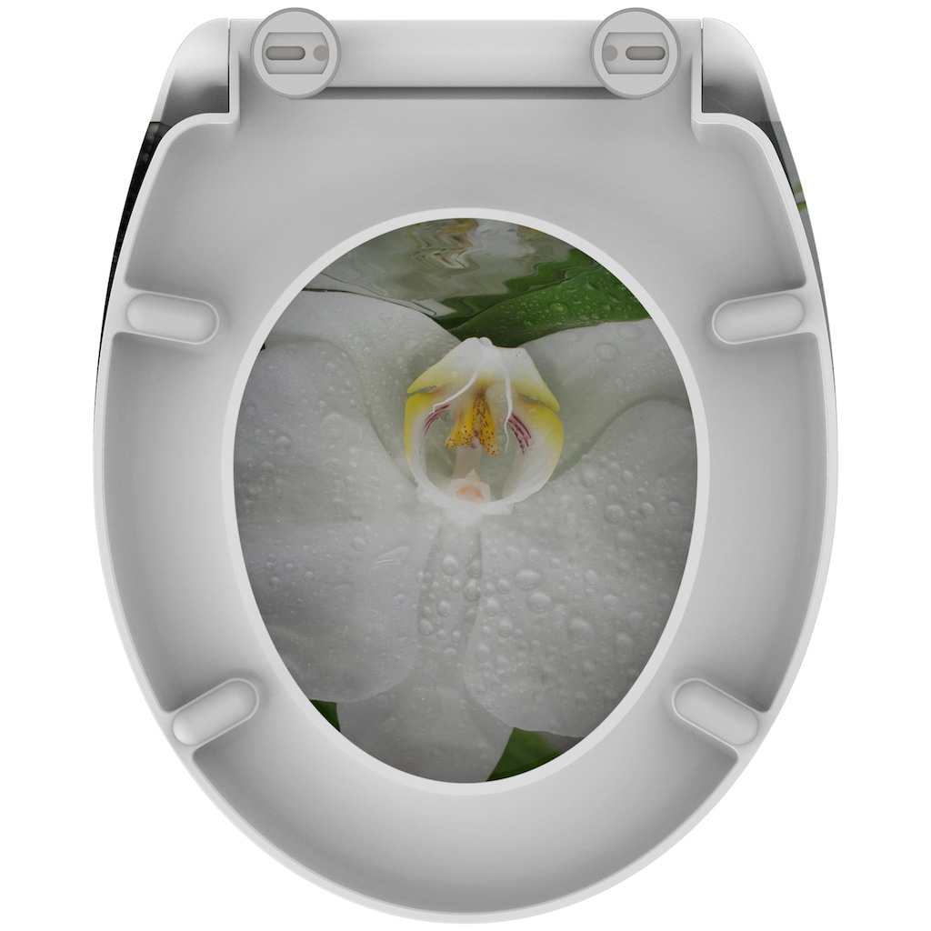 welltime WC-Sitz »White Flower«, abnehmbar, Absenkautomatik, bruchsicher, kratzfest, Schnellverschluss