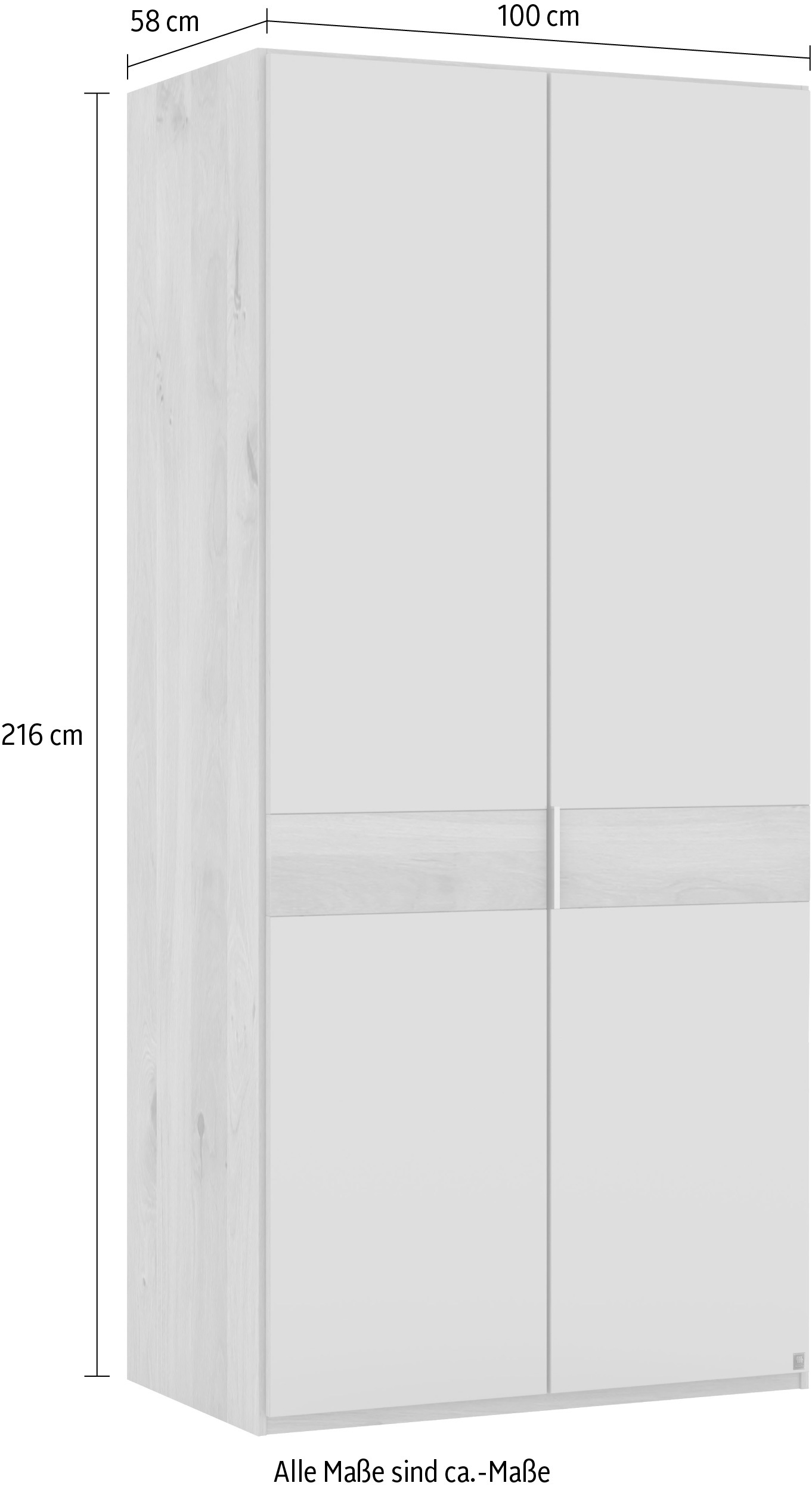 Musterring Drehtürenschrank »Savona, Kleiderschrank, Schrank, Garderobe, teilmassiv Eiche« mit Türdämpfern, mit Spiegel oder Glas, extra Böden, MADE IN GERMANY,  Türen in Bianco-Eiche massiv, Spiegel-/Glastüren, verschiedene Größen