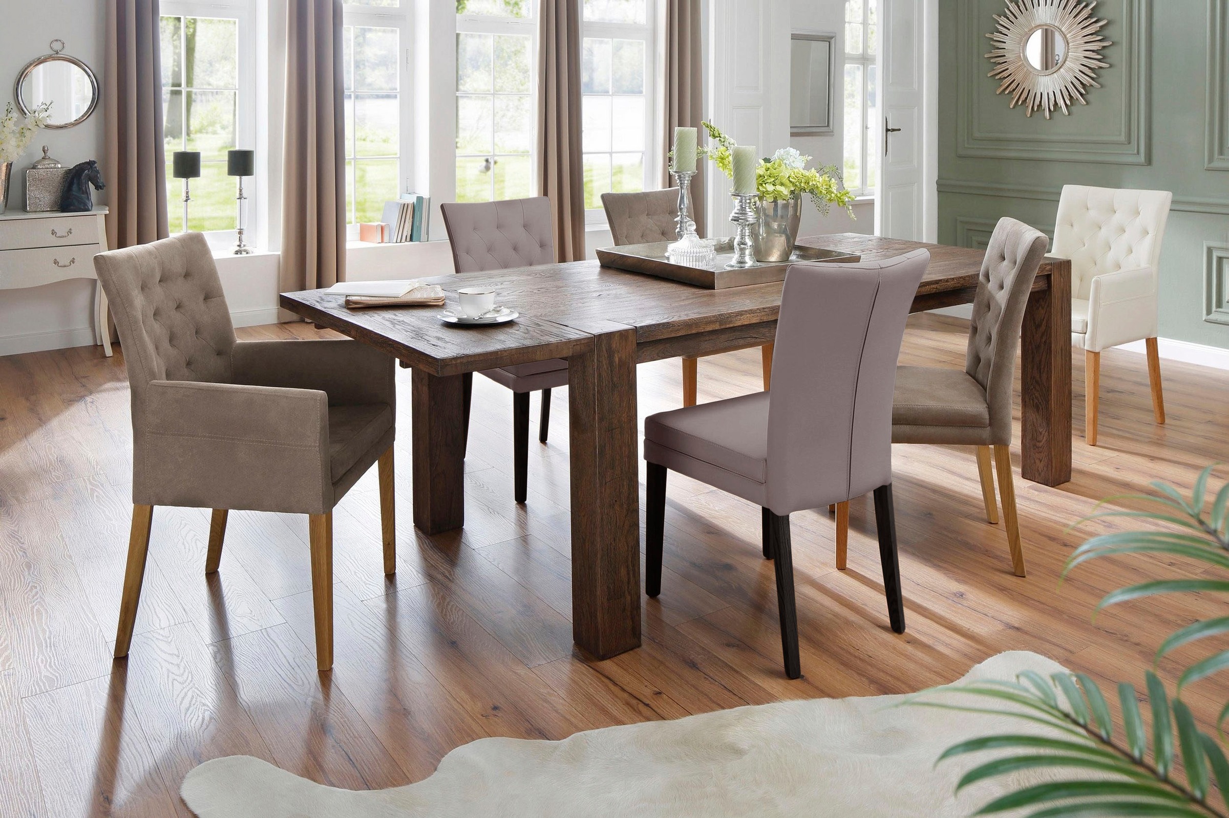 Home affaire 4-Fußstuhl »Colorado«, (Set), 6 St., Kunstleder, Beine aus Buche, wengefarben lackiert, Im 2er, 4er oder 6er-Set