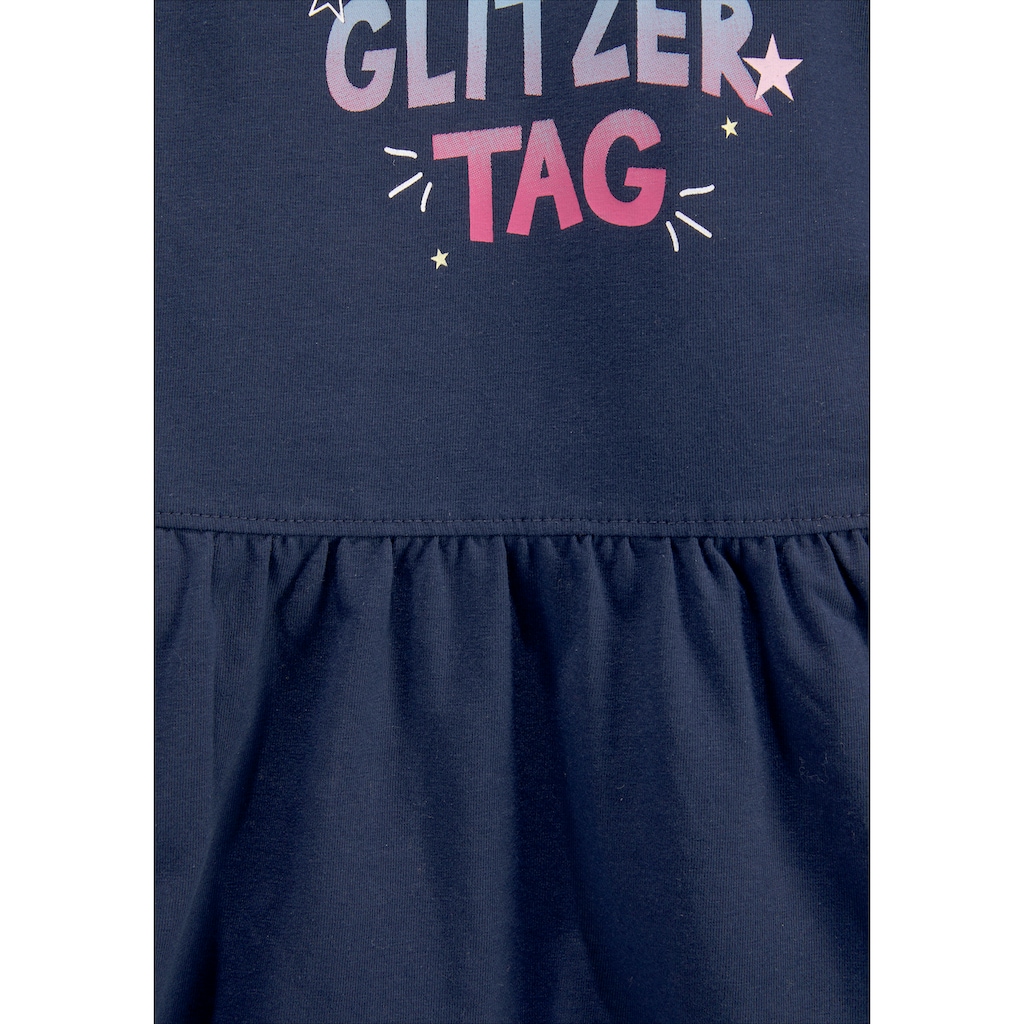 KIDSWORLD Jerseykleid »HAPPY GLITZER TAG«, mit glitzerndem Print