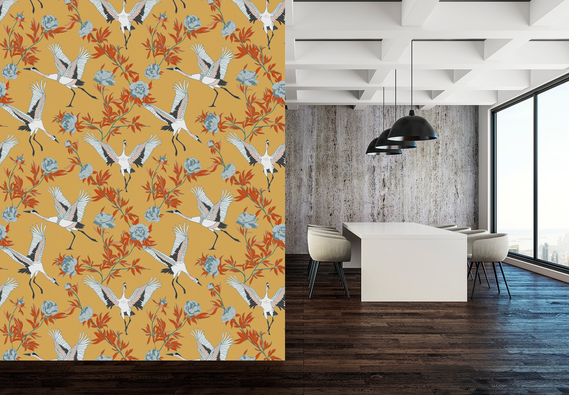 queence Vinyltapete »Enie«, bedruckt-Motiv-botanisch-floral-gemustert-natürlich, 90x250cm, selbstklebend, kinderleichte Anbringung, Sticker