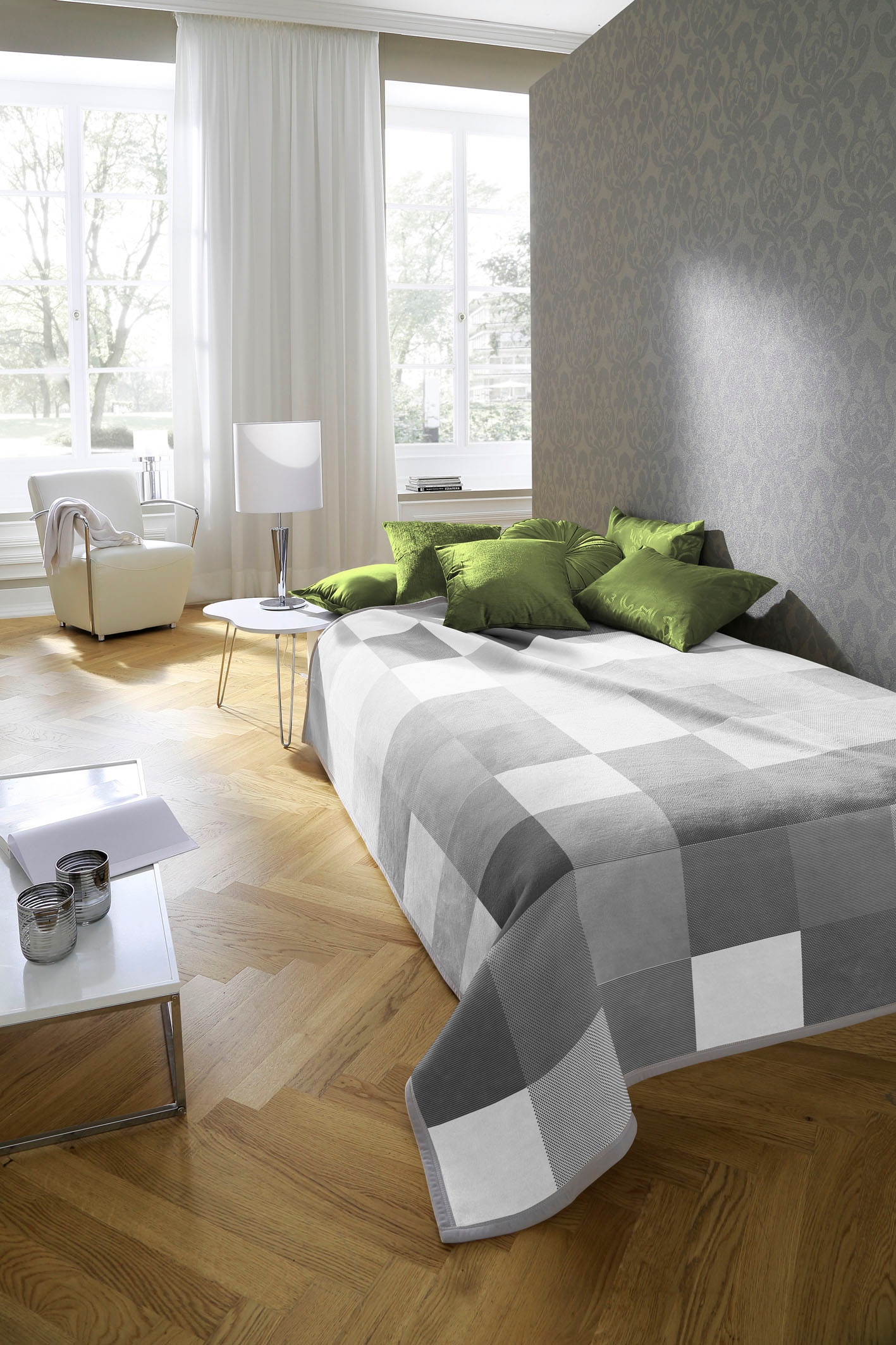 Biederlack Wohndecke »Baumwolldecke Grey-Woven«, mit Karomuster, Kuscheldecke