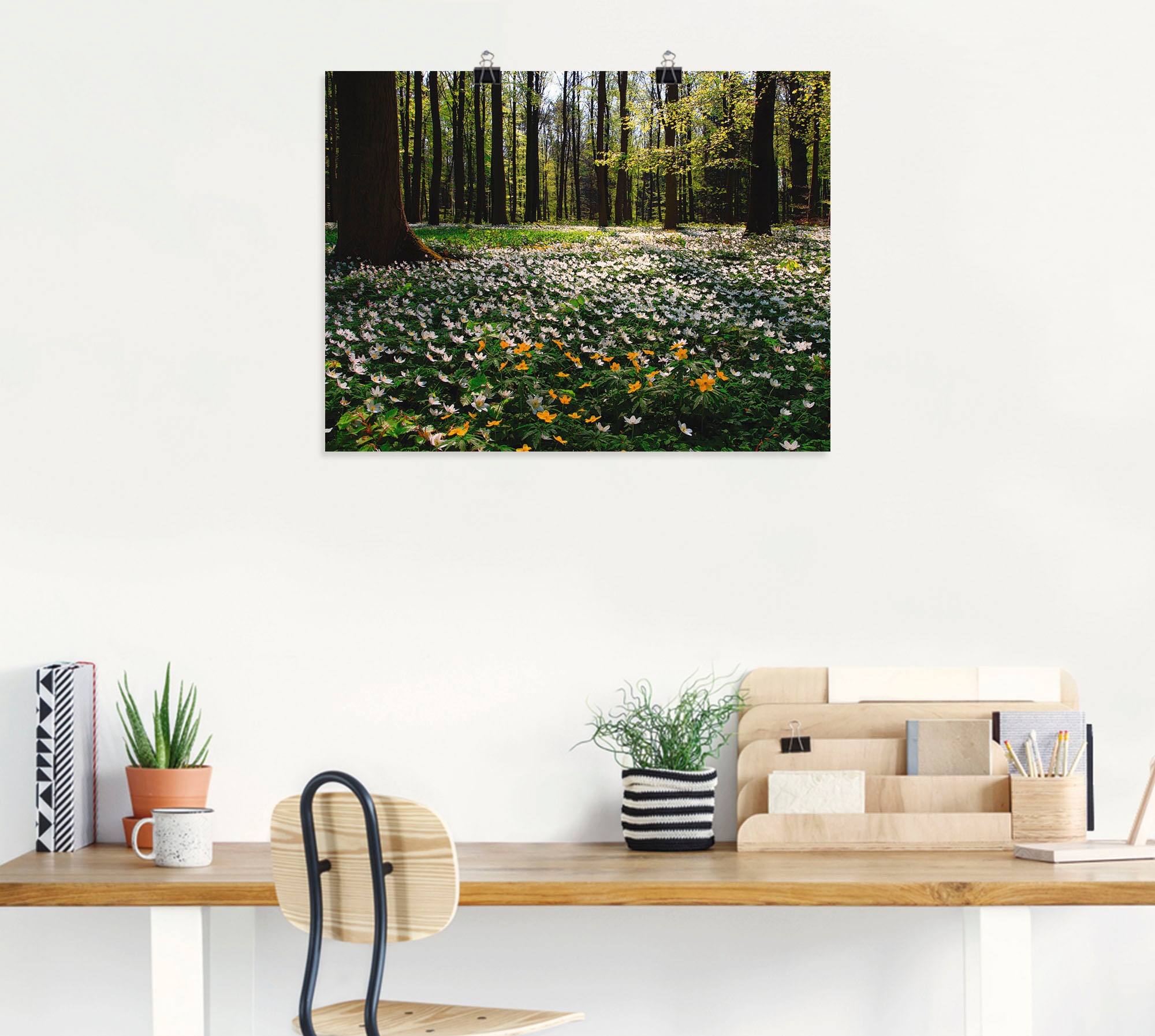 Artland Wandbild »Frühlingswald bedeckt mit Windröschen«, Wald, (1 St.), als Leinwandbild, Poster in verschied. Größen