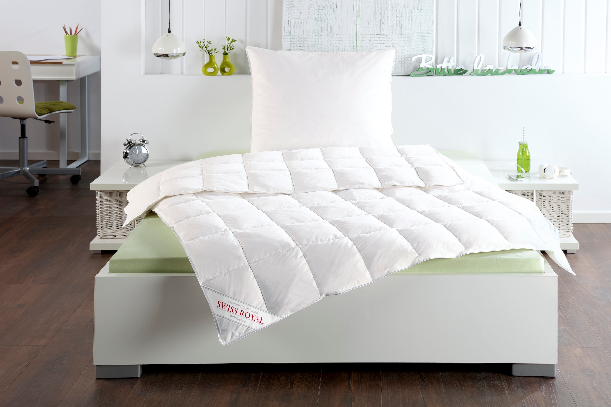 Haeussling Daunenbettdecke "Swiss Royal, Bettdecken für Sommer und Winter, Ganzjahresdecke, Decke" leicht Füllung 90Daunen10Federn 1 Stk. tlg. Bettdecke 135x200 cm, 155x220 cm & weitere Größen, Made in Germany