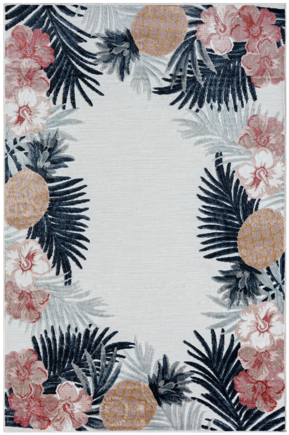 Myflair Möbel & Accessoires Teppich »Sunny Lagerräumung«, rechteckig, 8 mm Höhe, Blumen Motiv, mit Bordüre, Outdoor geeignet, Balkon, Terrasse