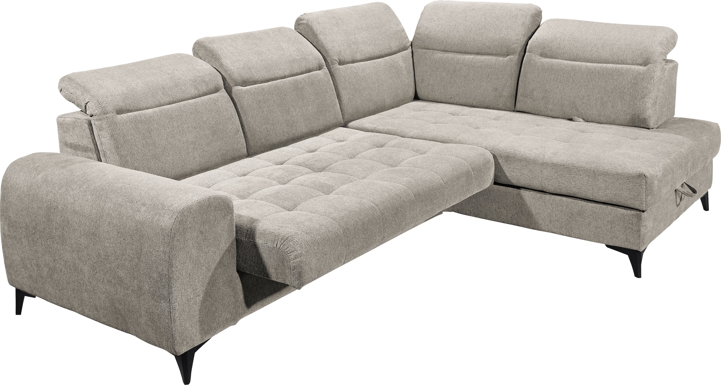 ED EXCITING DESIGN Ecksofa »Rockdale L-Form mit Bettfunktion, Bettkasten« Kopfteilverstellung, Sitztiefenverstellung & USB-Port