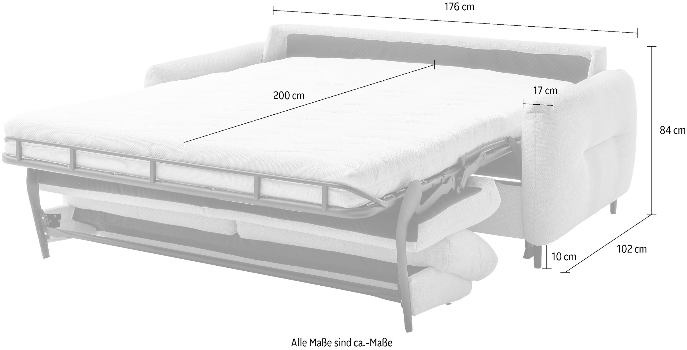 Home affaire 2-Sitzer »Clevina, Dauer-Schlafsofa mit Kaltschaummatratze, Breite 176 cm« Sofa & Bett in einem – kinderleicht ausklappbar & freistellbar im Raum