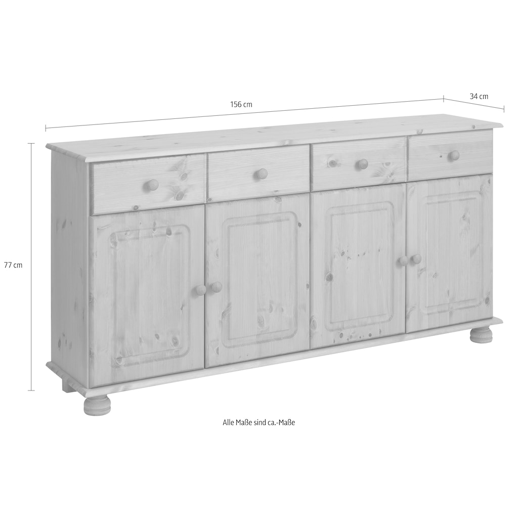 Home affaire Sideboard »Mette«, aus massivem Kiefernholz, in weiteren Farbvarianten, Breite 156 cm