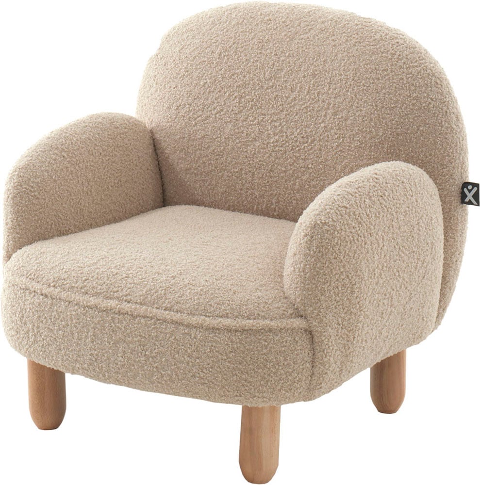 Vipack Sessel »für Kinder in verspielter Optik, ein Highlight für das Kinderzimmer« B: 56 x H: 52 x T: 53 cm, Füße aus Massivholz,  Bezug flauschiger Bouclé Stoff, zwei Farben zur Wahl
