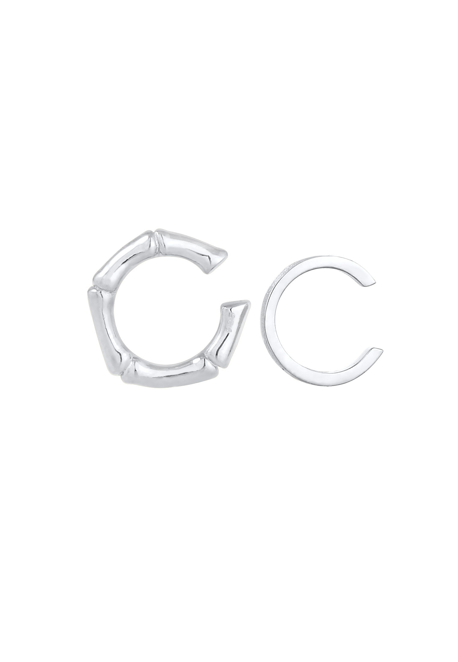 Elli Paar Ohrklemmen »Ohrringe 2er Set Earcuff Bambus Minimal Basic 925 Silber«