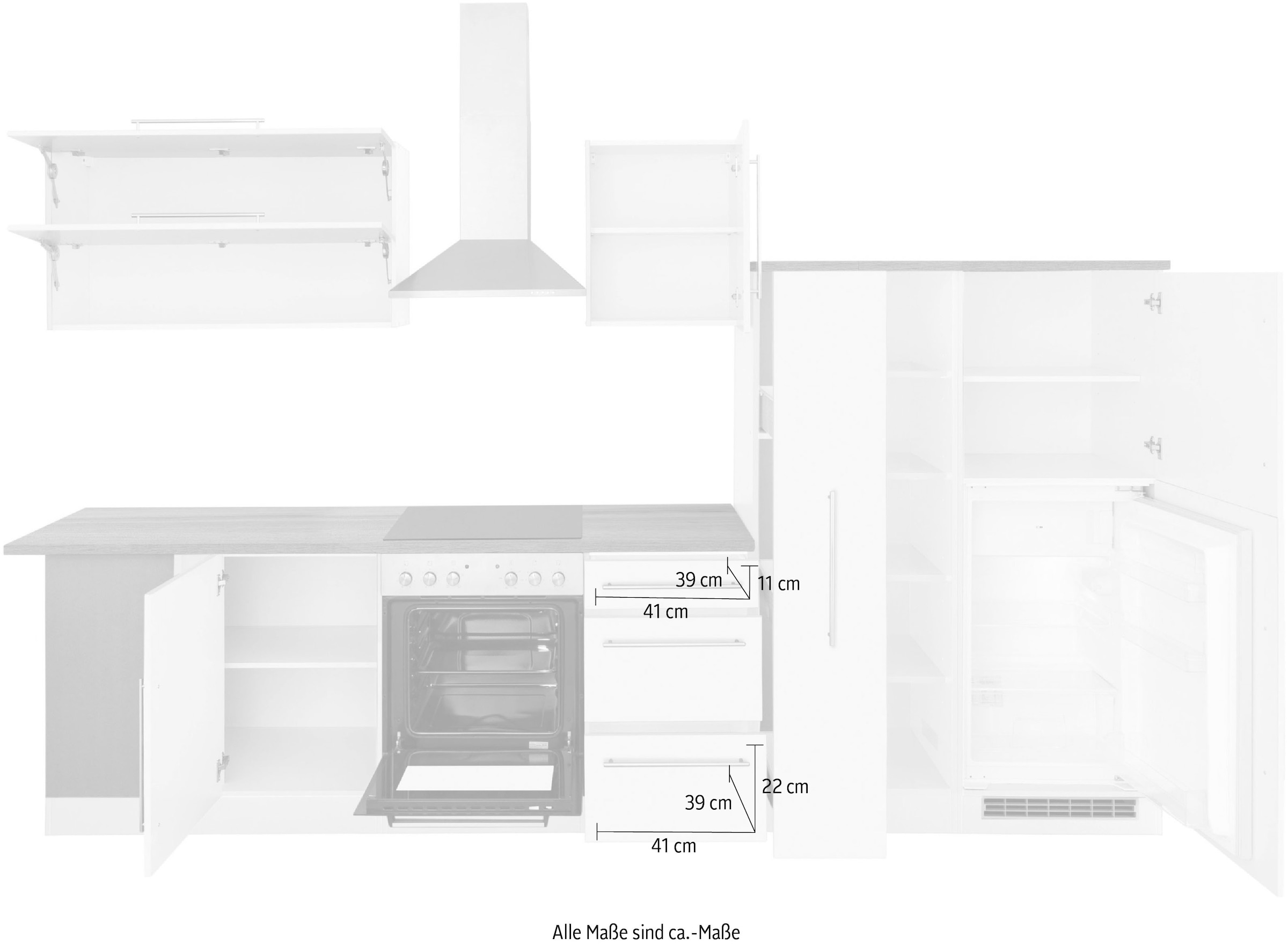 »Samos«, mit MÖBEL HELD Stellbreite bequem E-Geräten, Winkelküche bestellen 340/220 cm