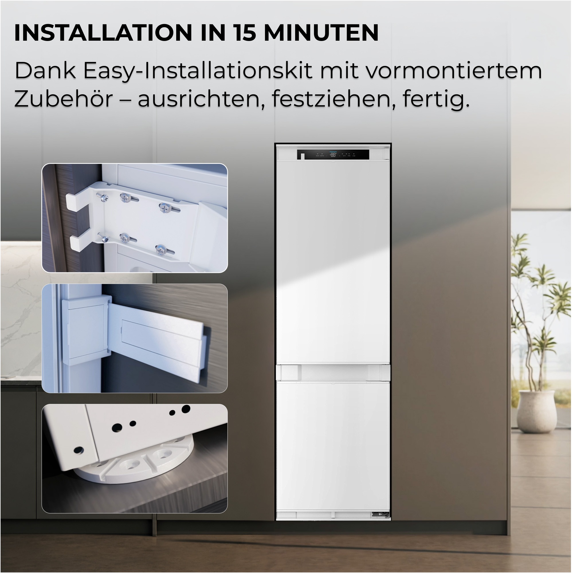 Haier Einbaukühlgefrierkombination ID Titanium 2 »HBQW5518D« 177,2 cm hoch 54 cm breit Humidity Zone: Obst, Gemüse und Salat 2x länger frisch halten