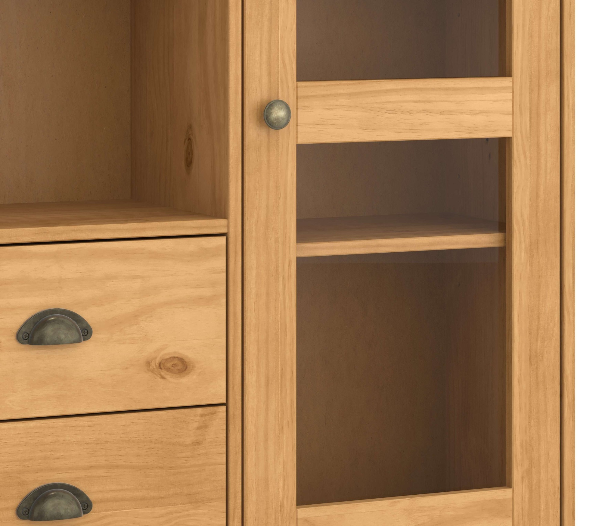 OTTO home Buffet »Turia« mit Glas- u. Lamellentüren, aus massivem Kiefernholz FSC®, Höhe 180 cm