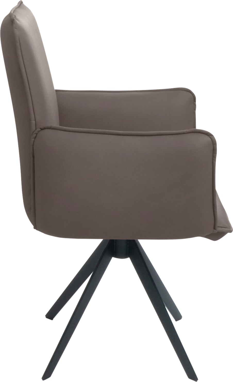 K+W Komfort & Wohnen Drehstuhl, Leder, Blitzdrehkreuz und Rückholfunktion, dekorativer 12mm Biese