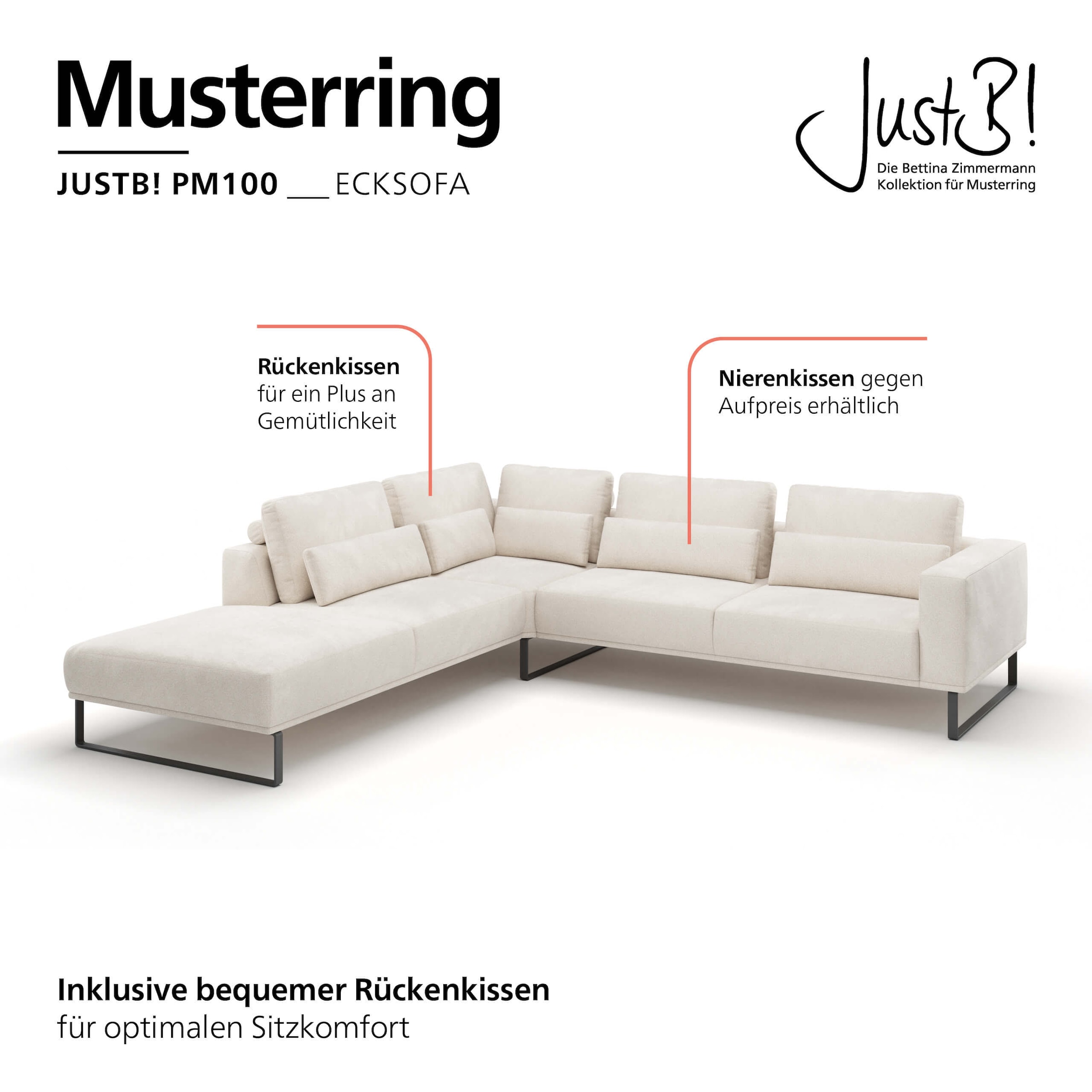 Musterring Ecksofa »JUSTB! PM100, stilvoller Lounge-Komfort von Musterring« Kollektion Bettina Zimmermann, optionaler Sitzvorzug & Fuß-Auswahl