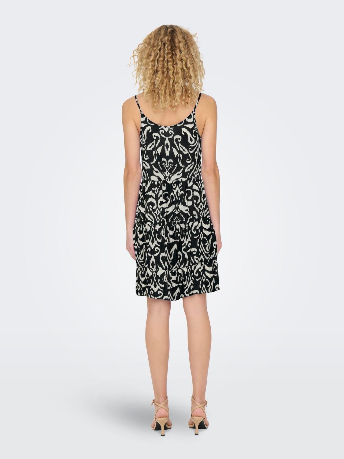 ONLY Spaghettikleid »ONLMAJ LIFE S/L AOP SHORT DRESS WVN NOOS«, mit Volant