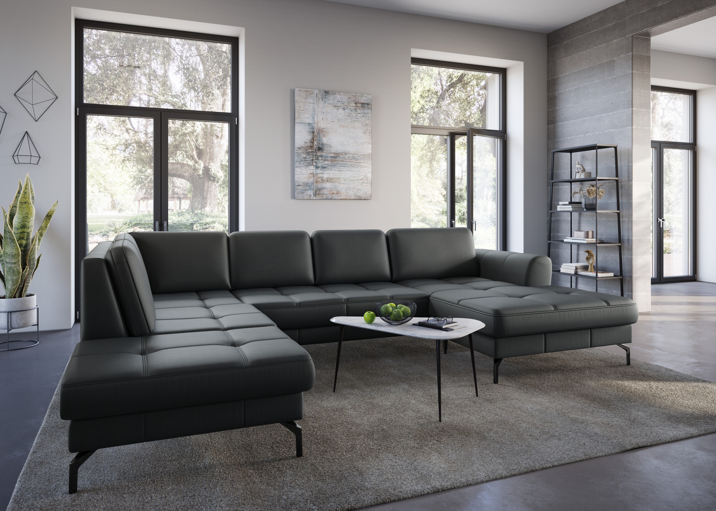 sit&more Wohnlandschaft »Bendigo U-Form«, inklusive Sitztiefenverstellung, Bodenfreiheit 15 cm, in 2 Fußfarben