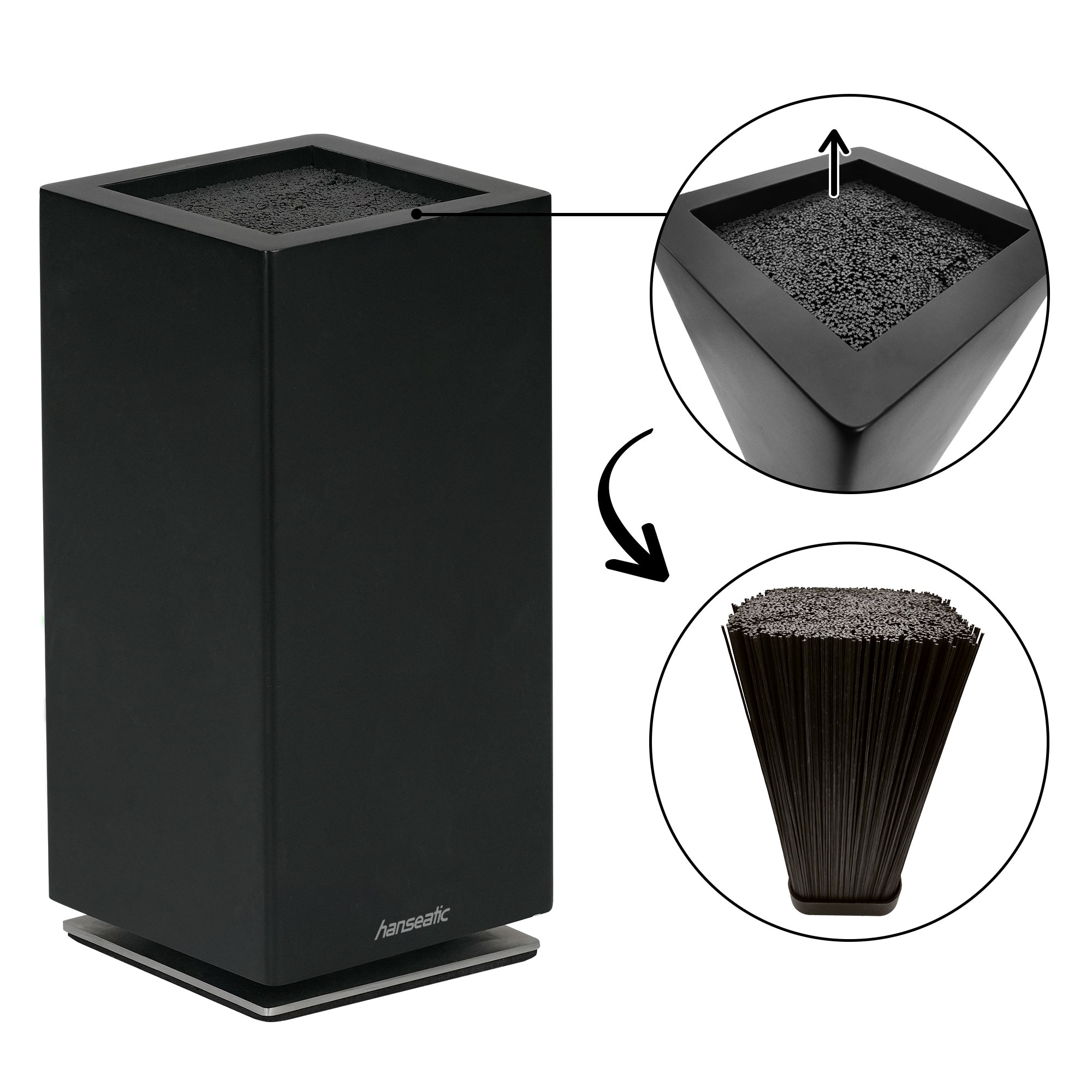 Hanseatic Magnet-Messerblock »hanseatic PREMIUM, aus Holz, Messerblock Set, 6-tlg.« 6 tlg. elegantes Design, herausnehmbarer Borsteneinsatz, 360-Grad-drehbar