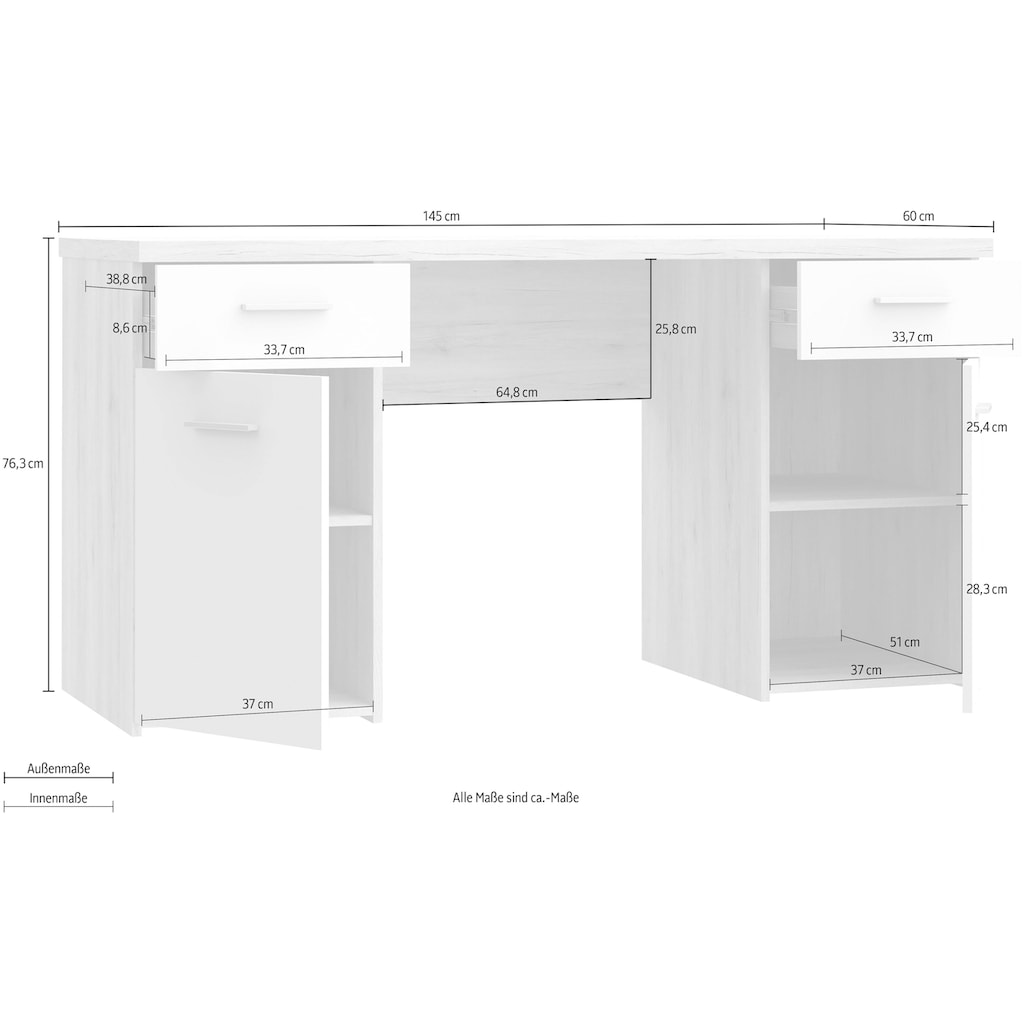 FORTE Schreibtisch »NET 106«, Breite 145 cm, praktisch für das Home Office