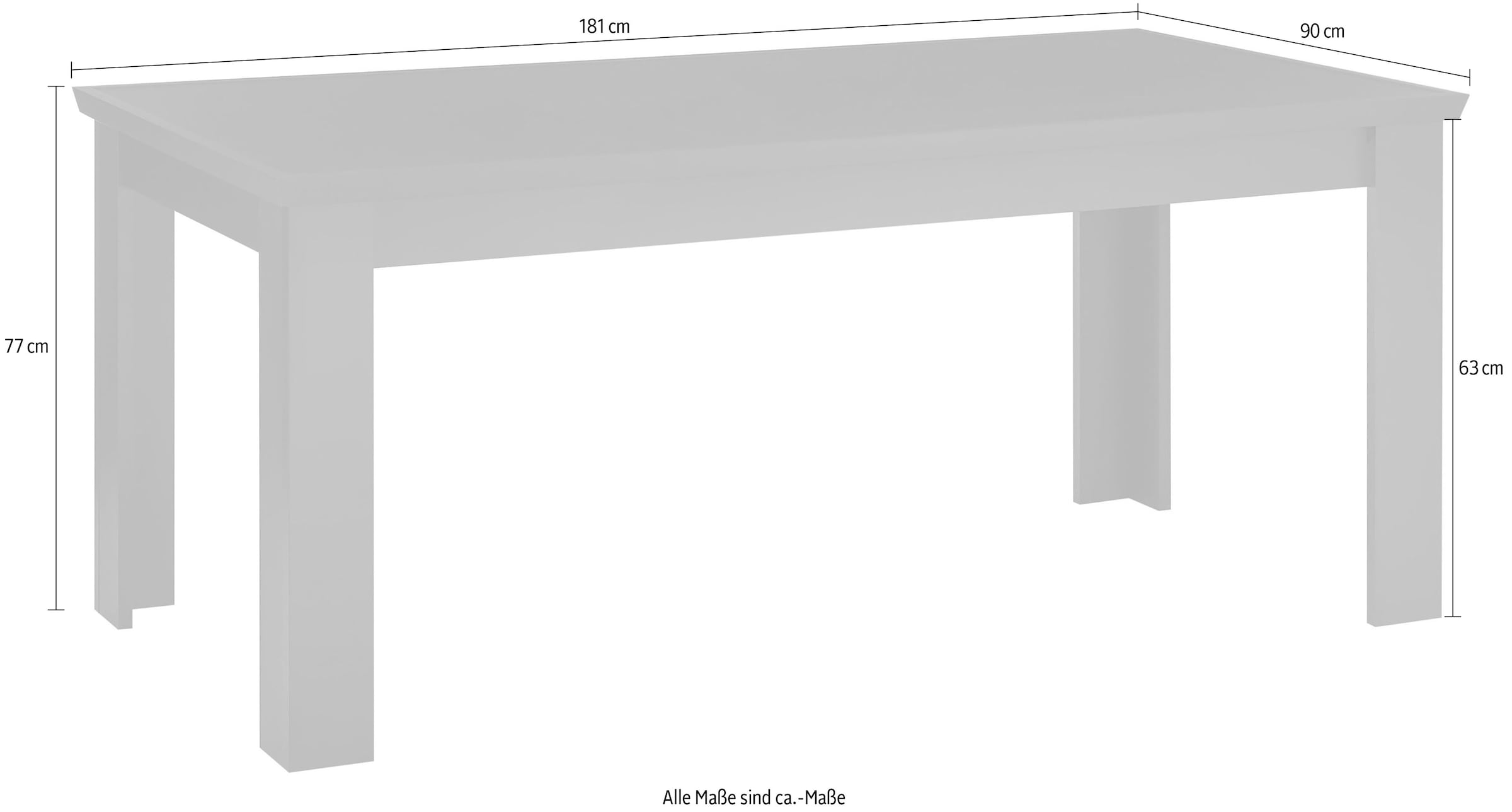 Home affaire Esstisch »Lincoln, Tisch im Landhausstil, schwarzer Esszimmertisch« edles Design, abgeschrägte Tischplatte, 180 cm breit