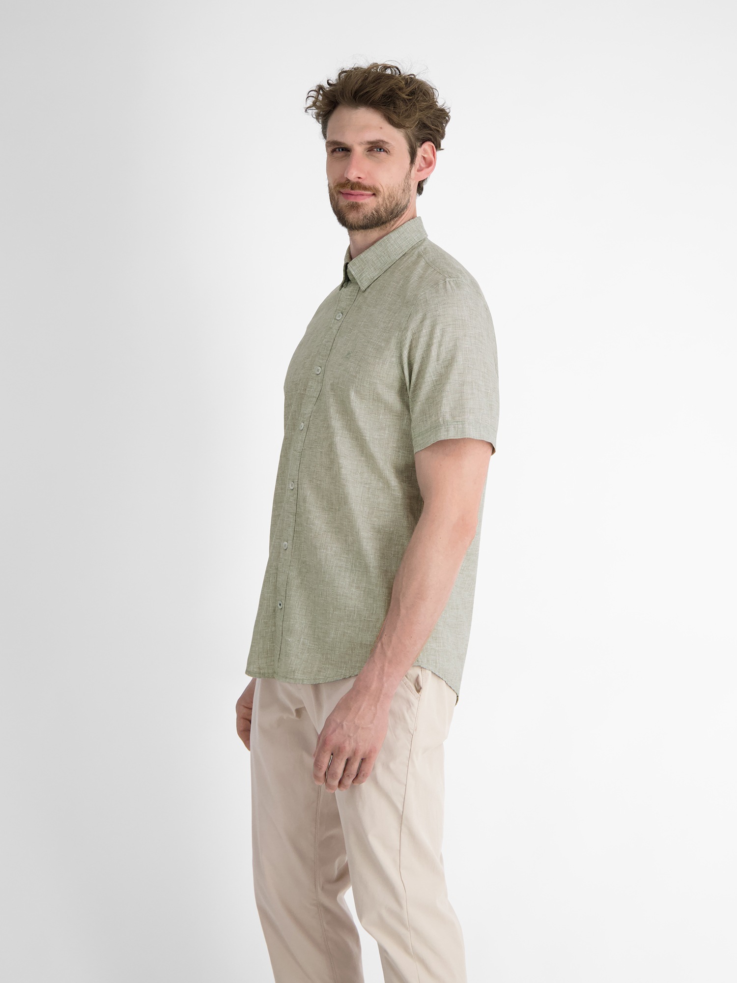 LERROS Kurzarmhemd »LERROS Kurzarmhemd mit verdecktem Button-down-Kragen«