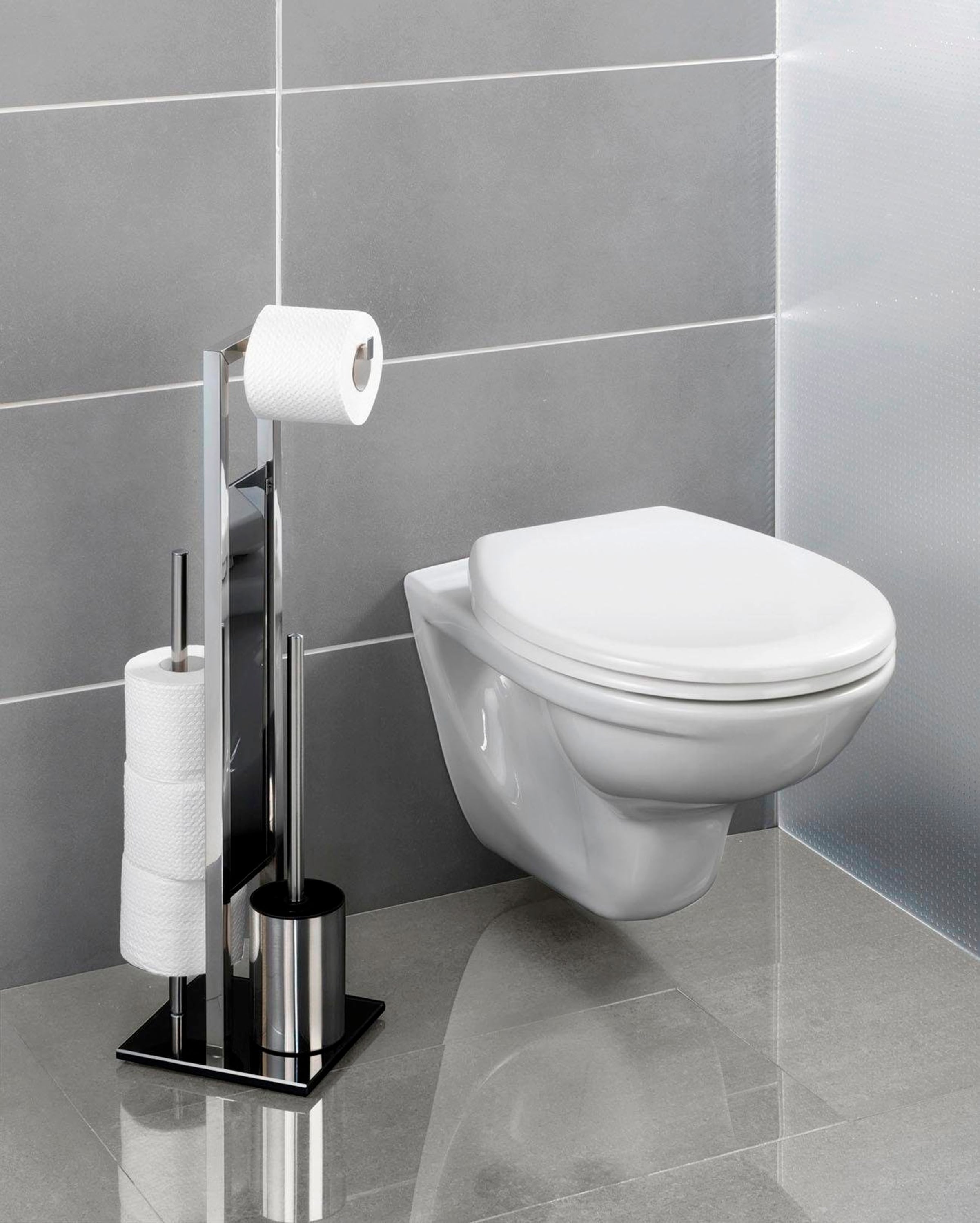 WENKO WC-Garnitur »Rivalta«, Edelstahl, kaufen | Garantie 3 integrierter WC-Bürstenhalter online XXL Jahren mit und Toilettenpapierhalter aus