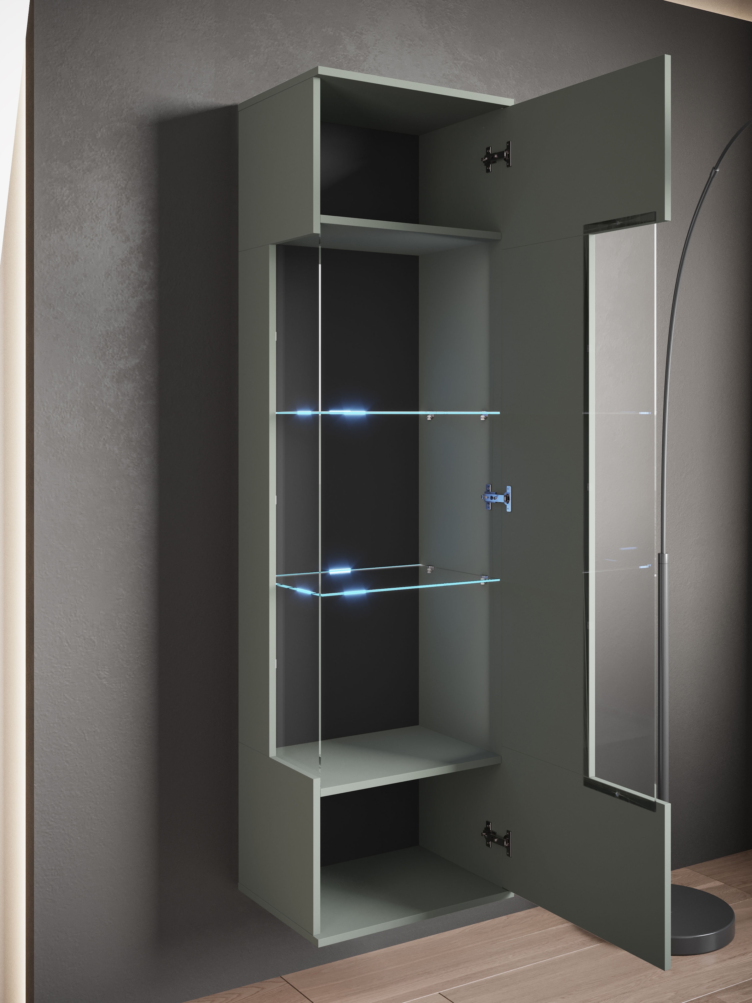 INOSIGN Vitrine »Kenia, stehend und hängend, Türanschlag wechselbar«, (1 St.), Vitrineschrank mit Glastüren 160 cm Höhe