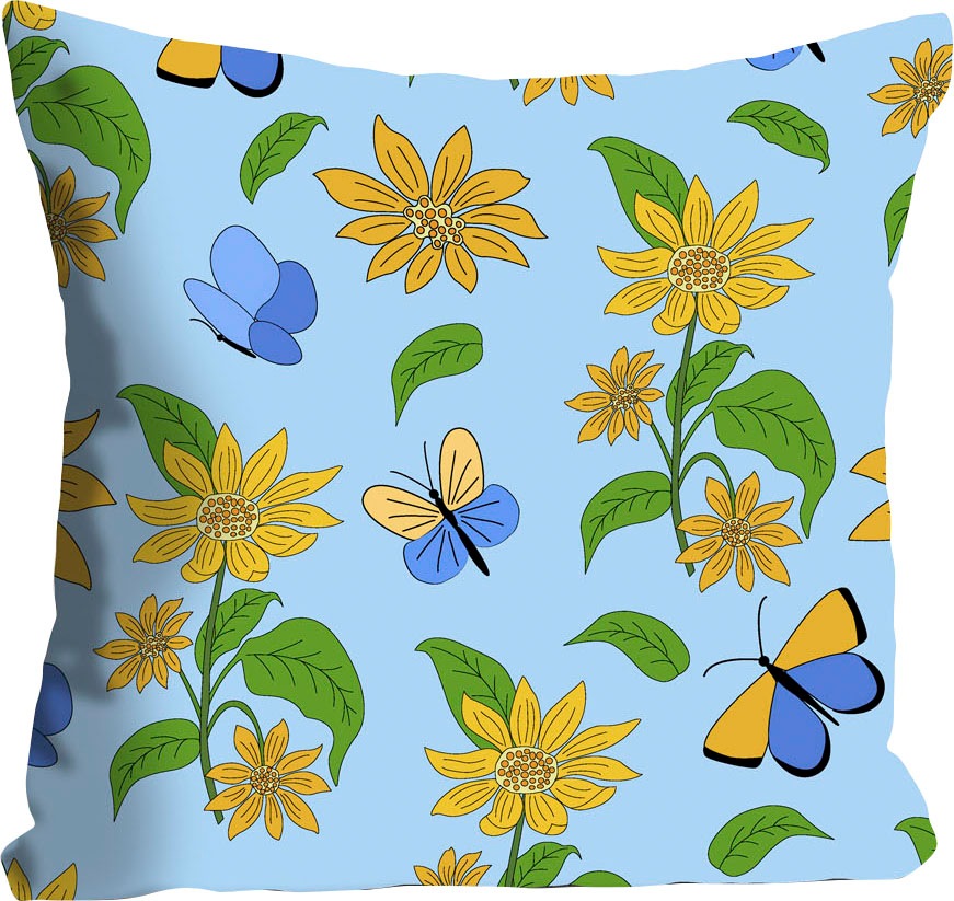 queence Dekokissen »Lova«, mit Schmetterlingen und Blumen