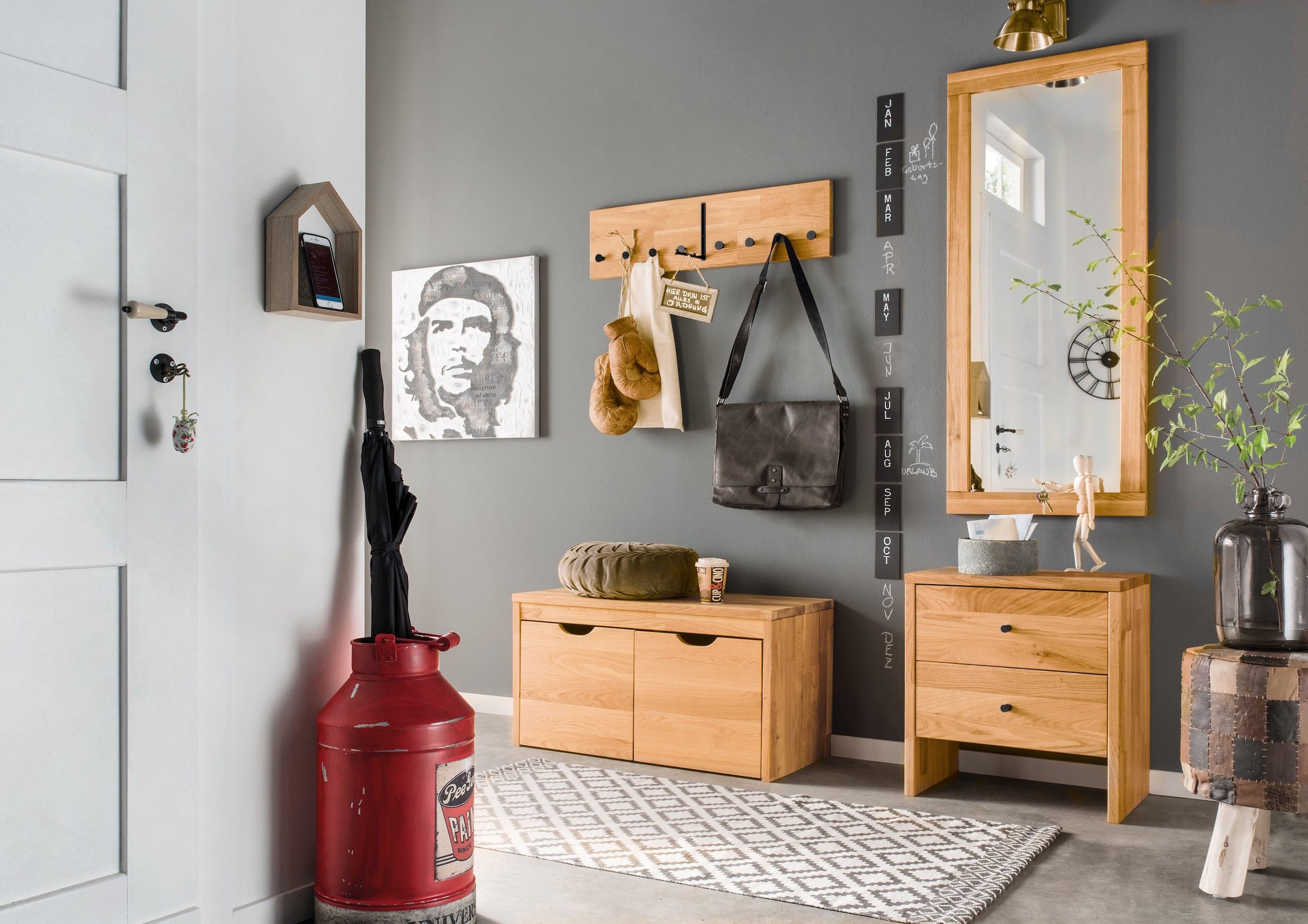 Home affaire Schuhbank »Dura Schuhbank incl. Schubladen funktionell und stabil« Massivholz, Skandinavisches Design, Robust, stabil, FSC zertifiziert