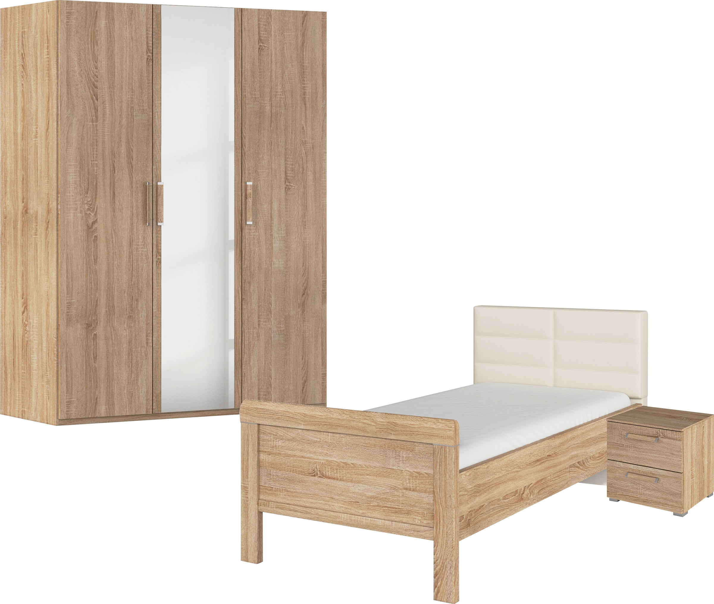 rauch Schlafzimmer-Set »Komplettschlafzimmer Schlafzimmer EVELYN«, (Set, 3 tlg.), Schrank und Bett in 2 Breiten, Nachttisch 2 Schubladen MADE IN GERMANY