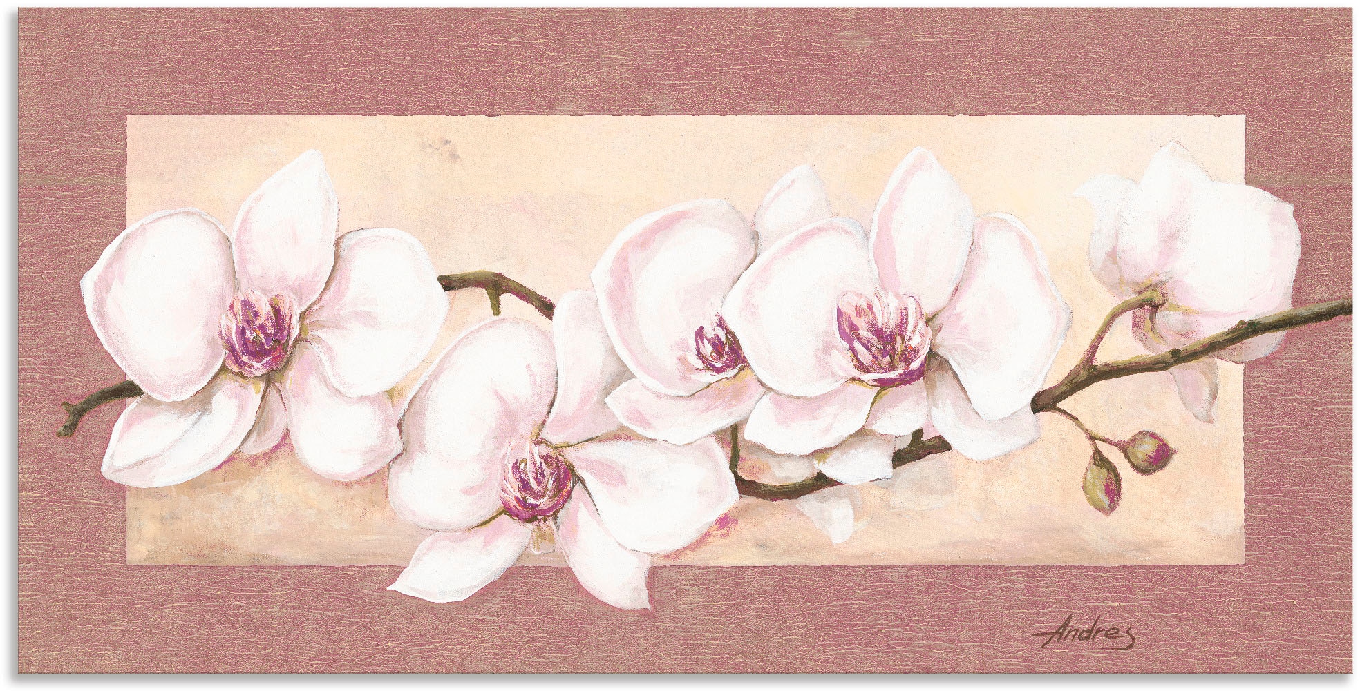 Artland Wandbild »Orchideenzweig_in Beerentönen«, Alubild, in Blumen, Wandaufkleber (1 Rechnung St.), auf bestellen als Poster oder Größen Leinwandbild, versch