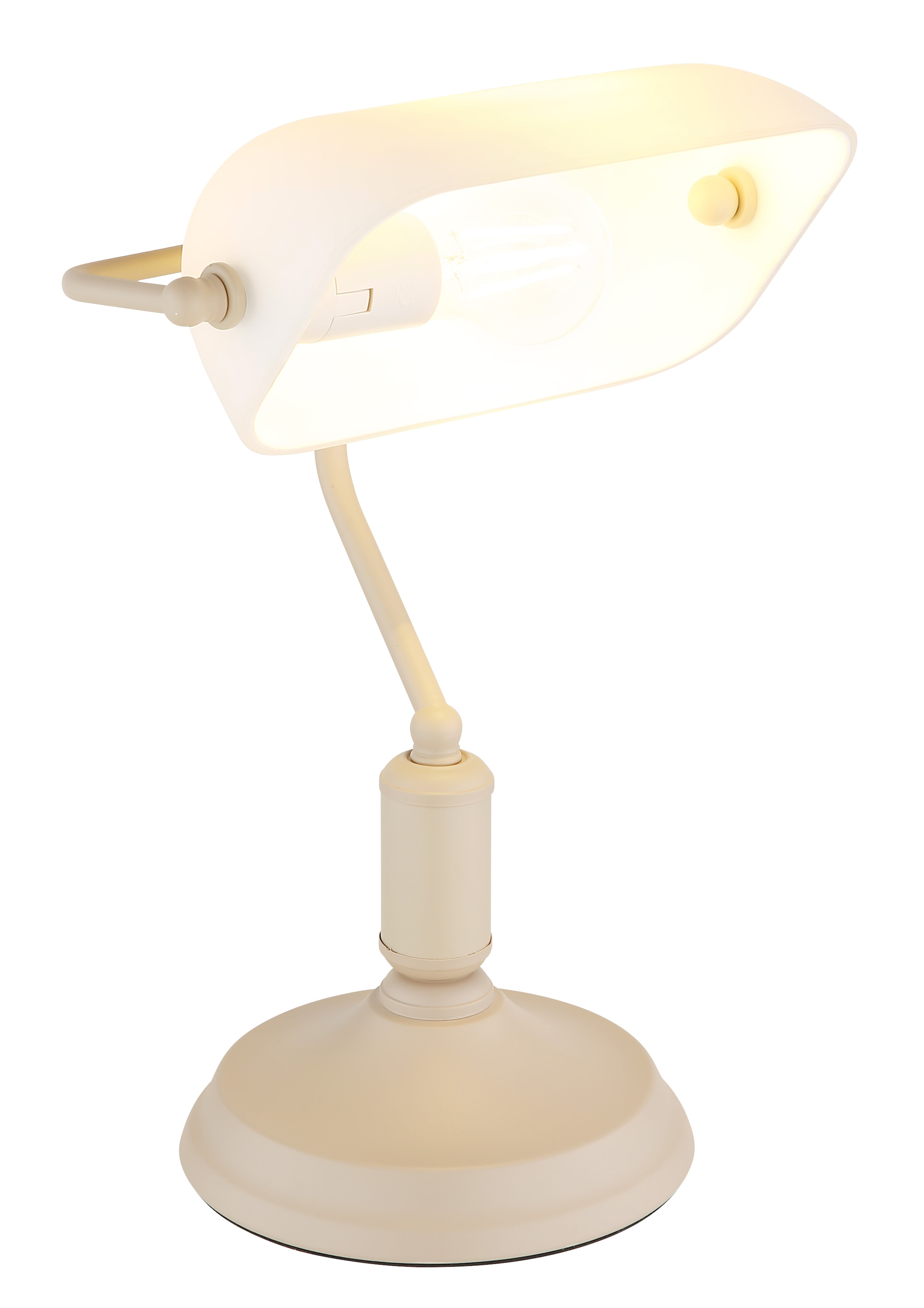 my home Tischleuchte »Leandra Bankerslamp« E27 1 Stk. Wippschalter am Kabel, Bankerlampe, beige, Vintage