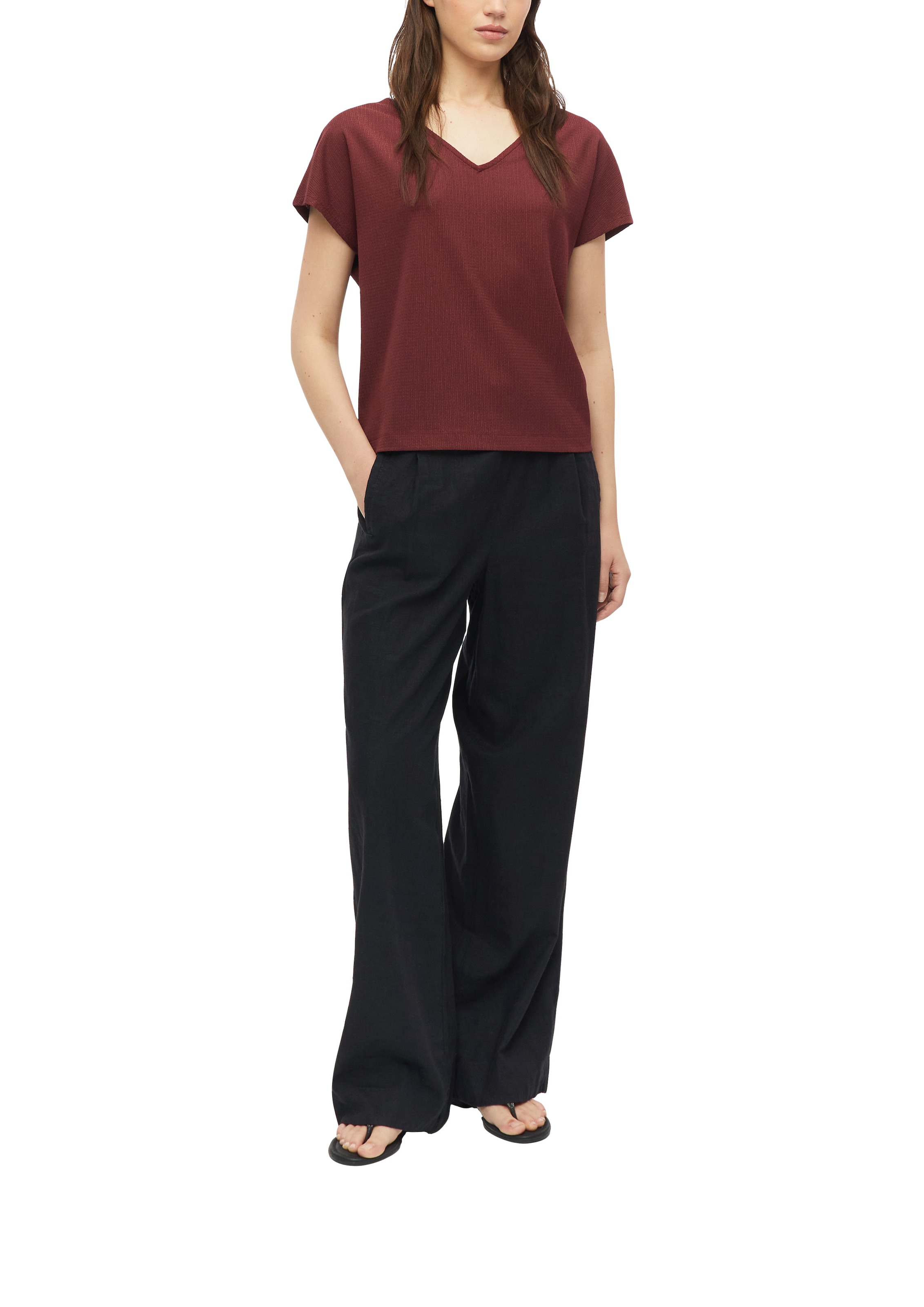 s.Oliver Kurzarmshirt Sommershirt mit V-Ausschnitt