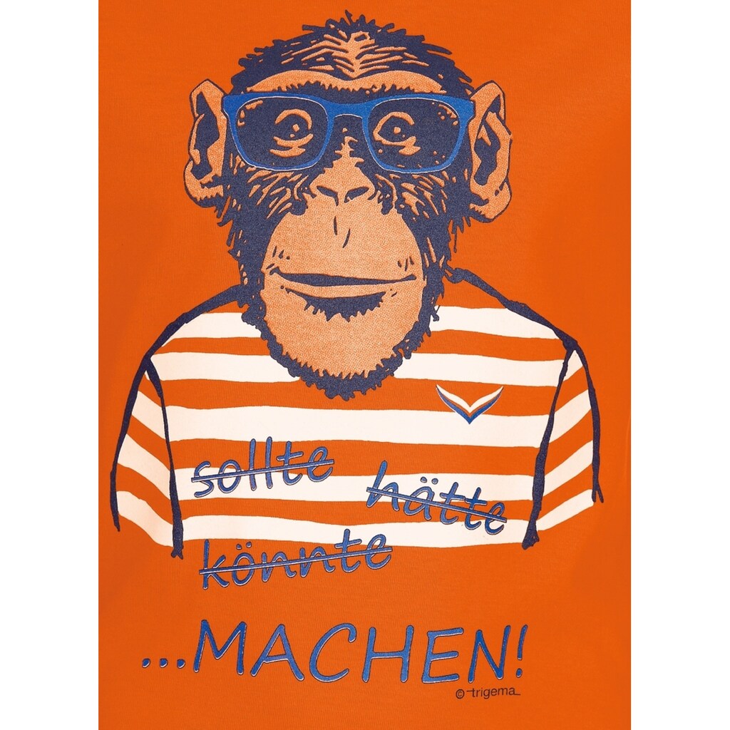 Trigema T-Shirt »TRIGEMA T-Shirt mit großem Affen-Druckmotiv«, (1 tlg.)