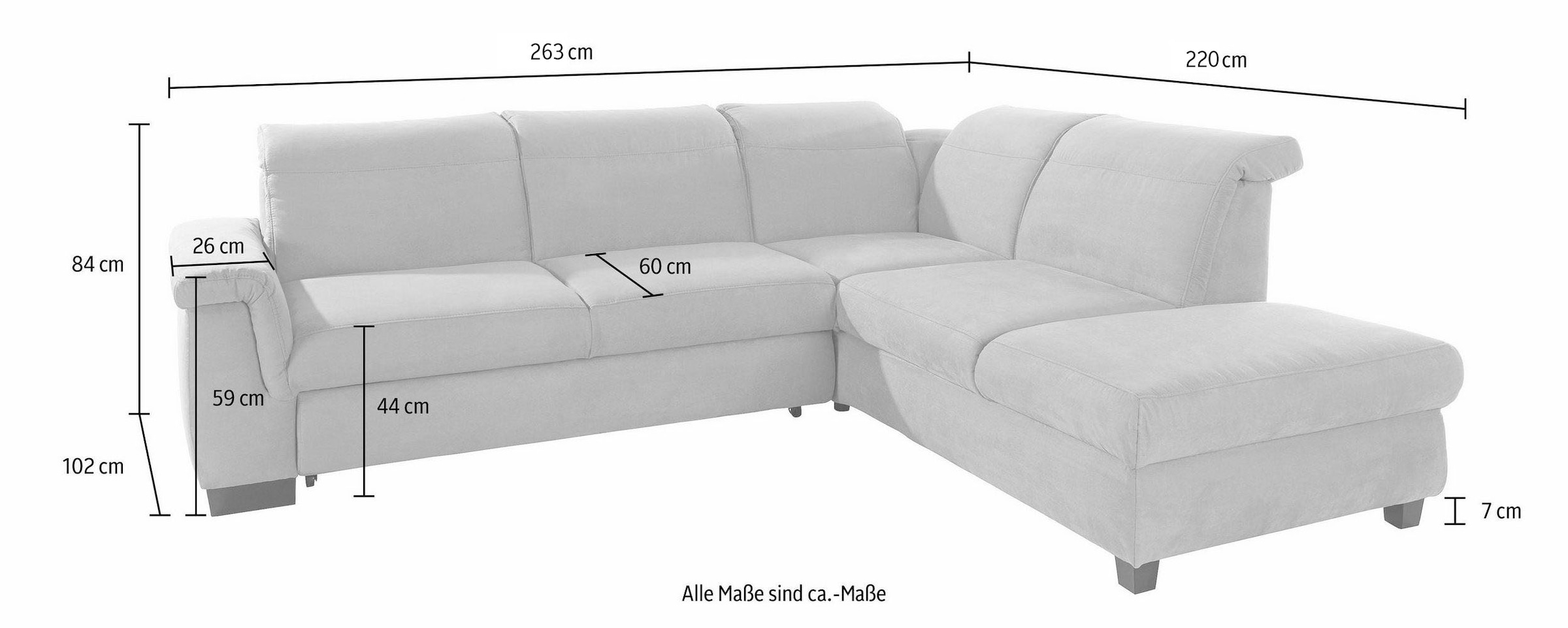 DOMO collection Ecksofa »Sully komfortables Sofa, OTTOs Choice, L-Form«, wahlweise mit Bettfunktion und Kopf- bzw. Rückenverstellung