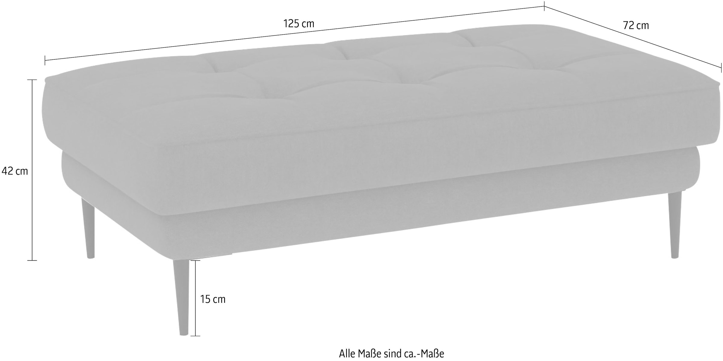 TRENDMANUFAKTUR Hocker »Luzi, Polsterhocker, moderner Fußhocker«, passend zur Serie, extra hohe Metallfüße, 125 x 42x 72 cm