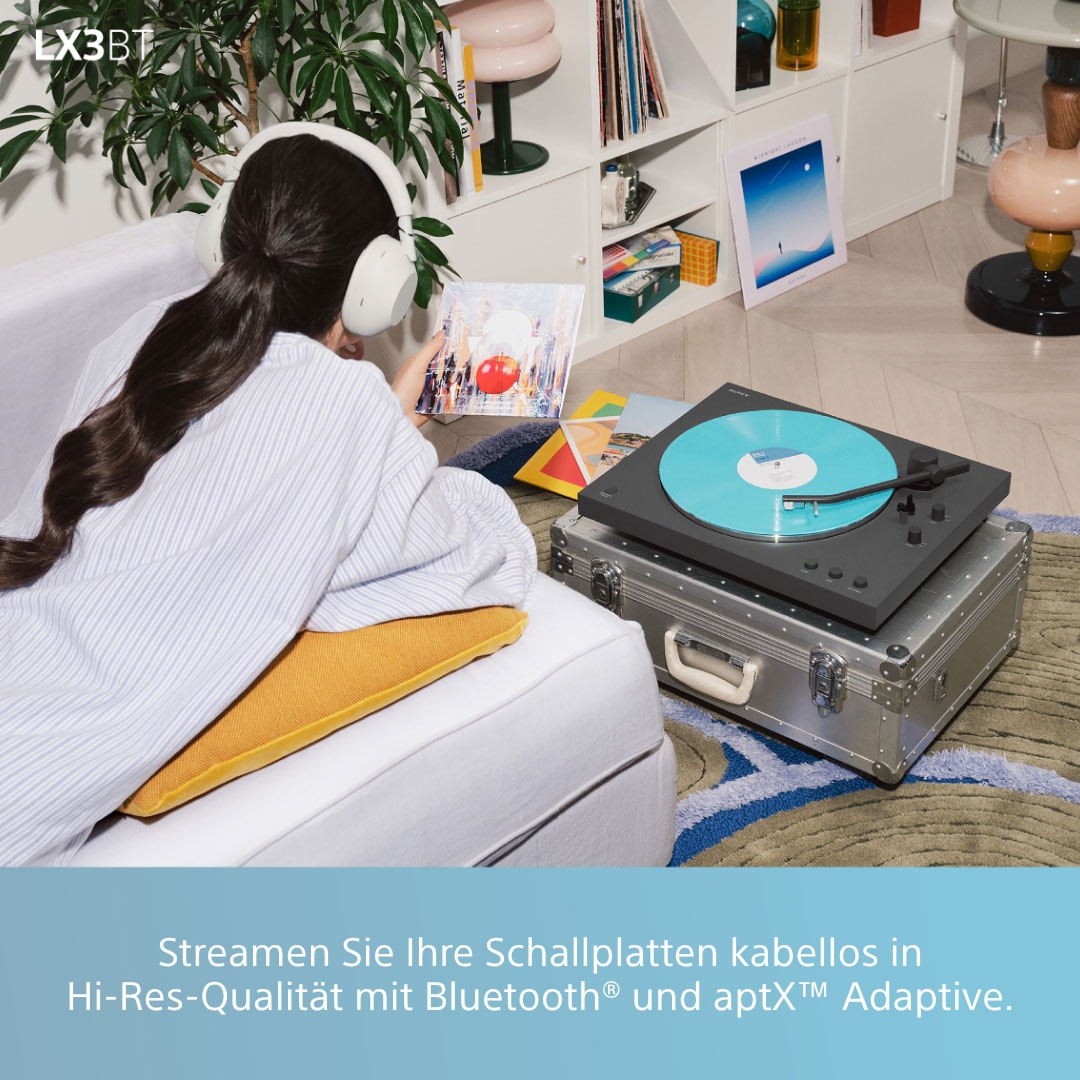 Sony Plattenspieler »PS-LX3BT + Field 3« Vollautomatik, Hi Res Wi, Riemenantrieb, Phono Vorv., Staubschutz