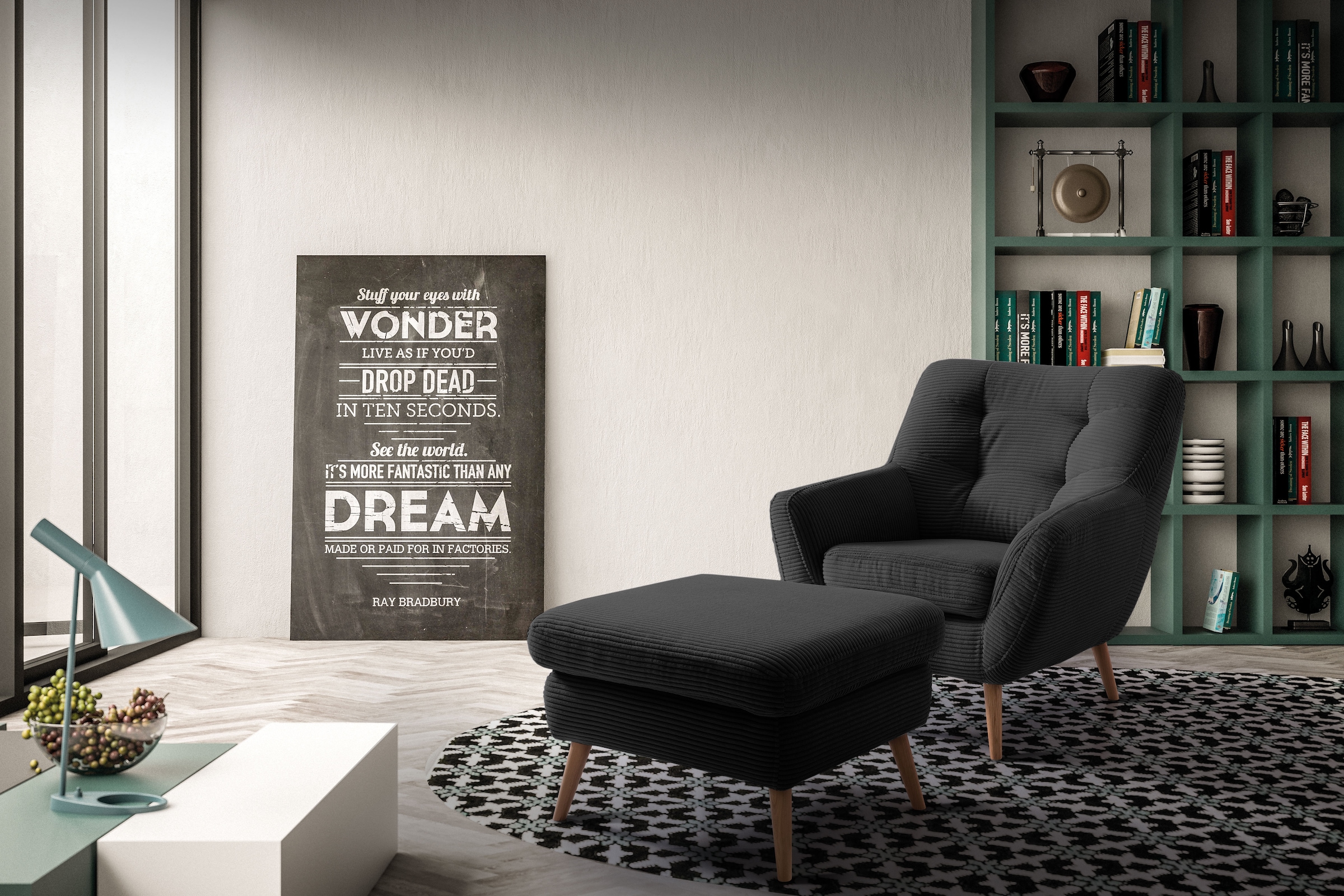 exxpo - sofa fashion Sessel »Scandi, Loungesessel mit tollem Sitzkomfort, hochwertige Polsterung«, bequem, hohe Holzfüße