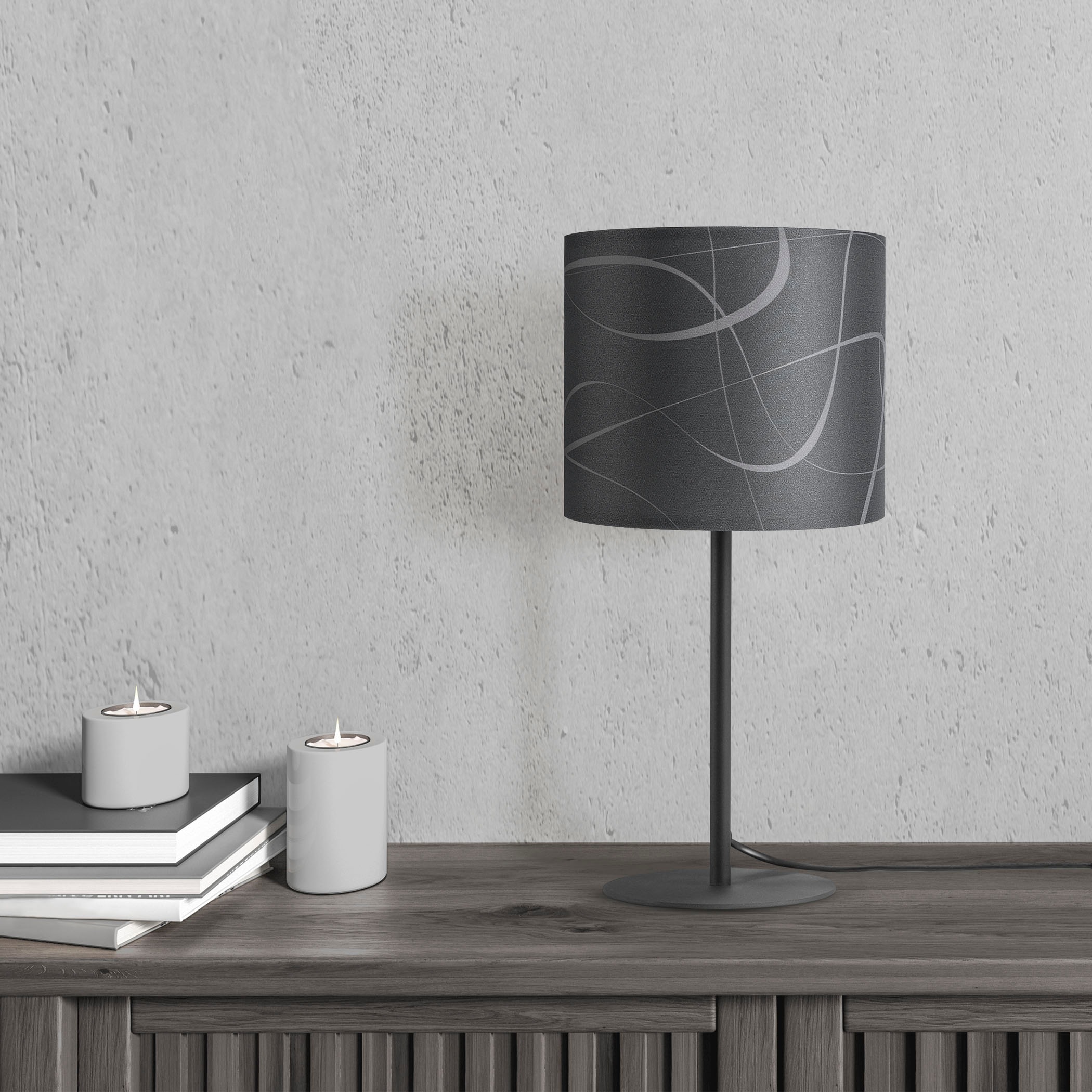 Paco Home Tischleuchte »Luca Tribal« E14 Schirm Retro Nacht Schlafzimmer Modern Uni Mit Muster E14