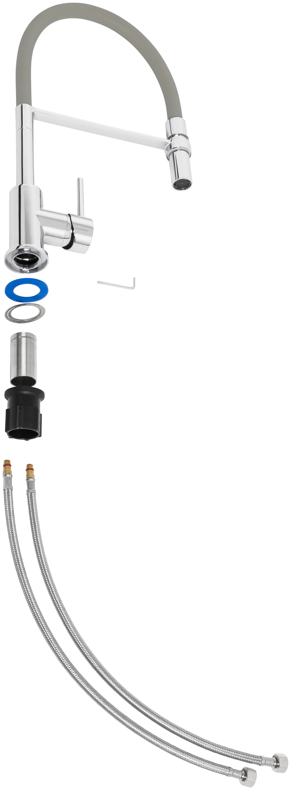 CORNAT Spültischarmatur »Druckgusskörper, chrom - 360° schwenkbarer Silikon-Auslauf« Mit Brause-Arretierung/ Hochdruck-Armatur/ Küchenarmatur /Wasserhahn