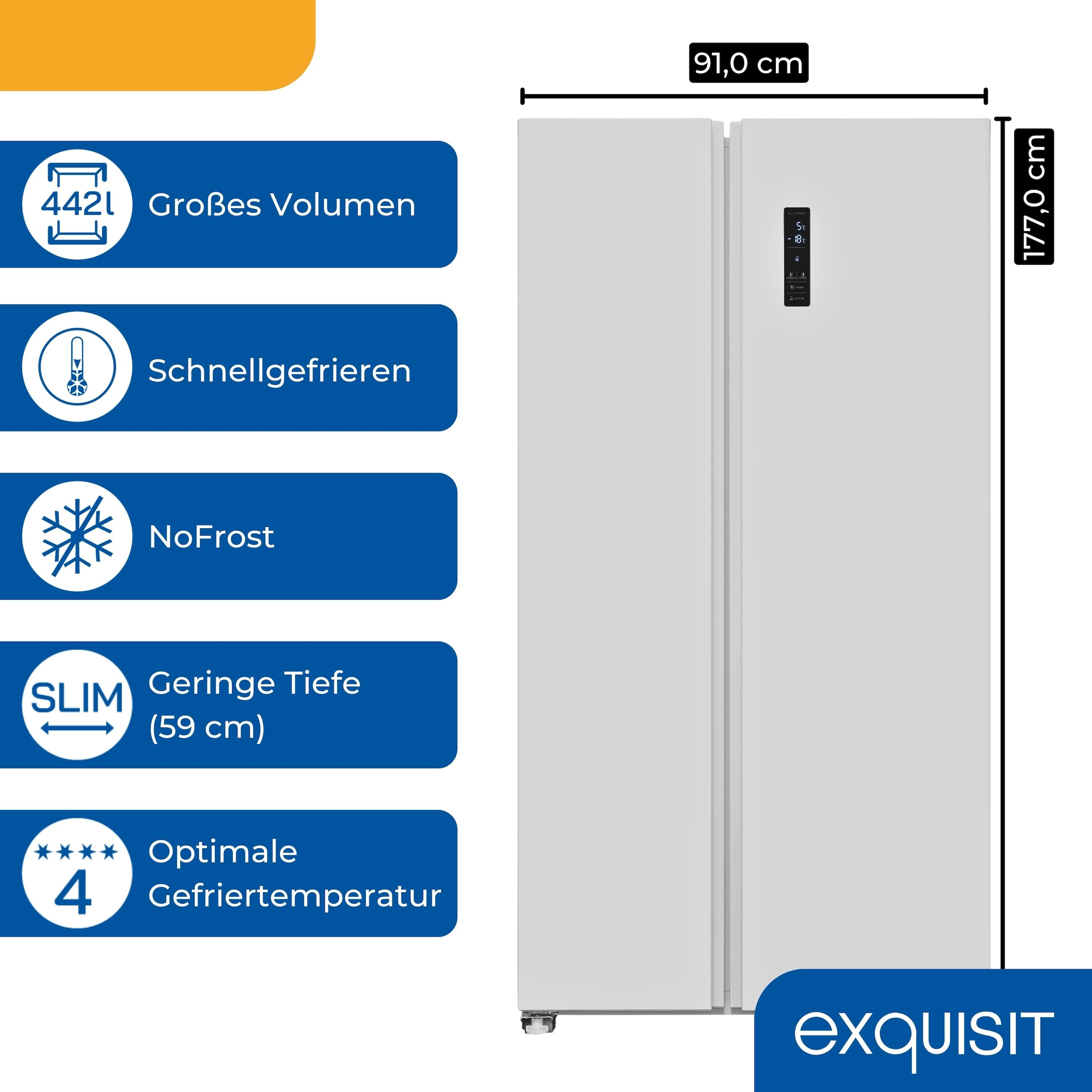 exquisit Side-by-Side »SBS46-040D weiss« 177 cm hoch 91 cm breit