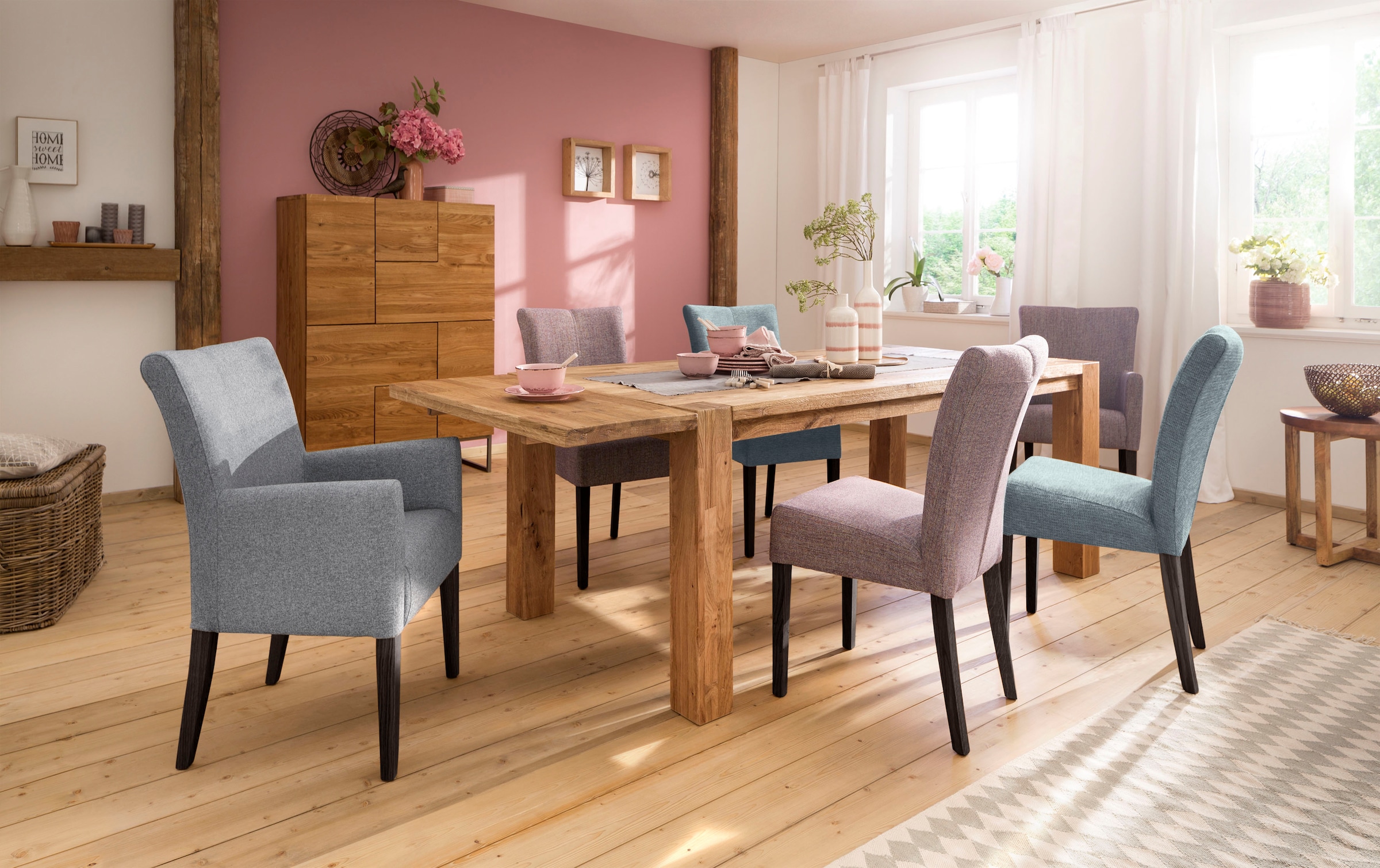 Home affaire Esszimmerstuhl »Queen« (Set) 2 Stk.Beine aus massiver Buche, wengefarben lackiert, Polsterstuhl